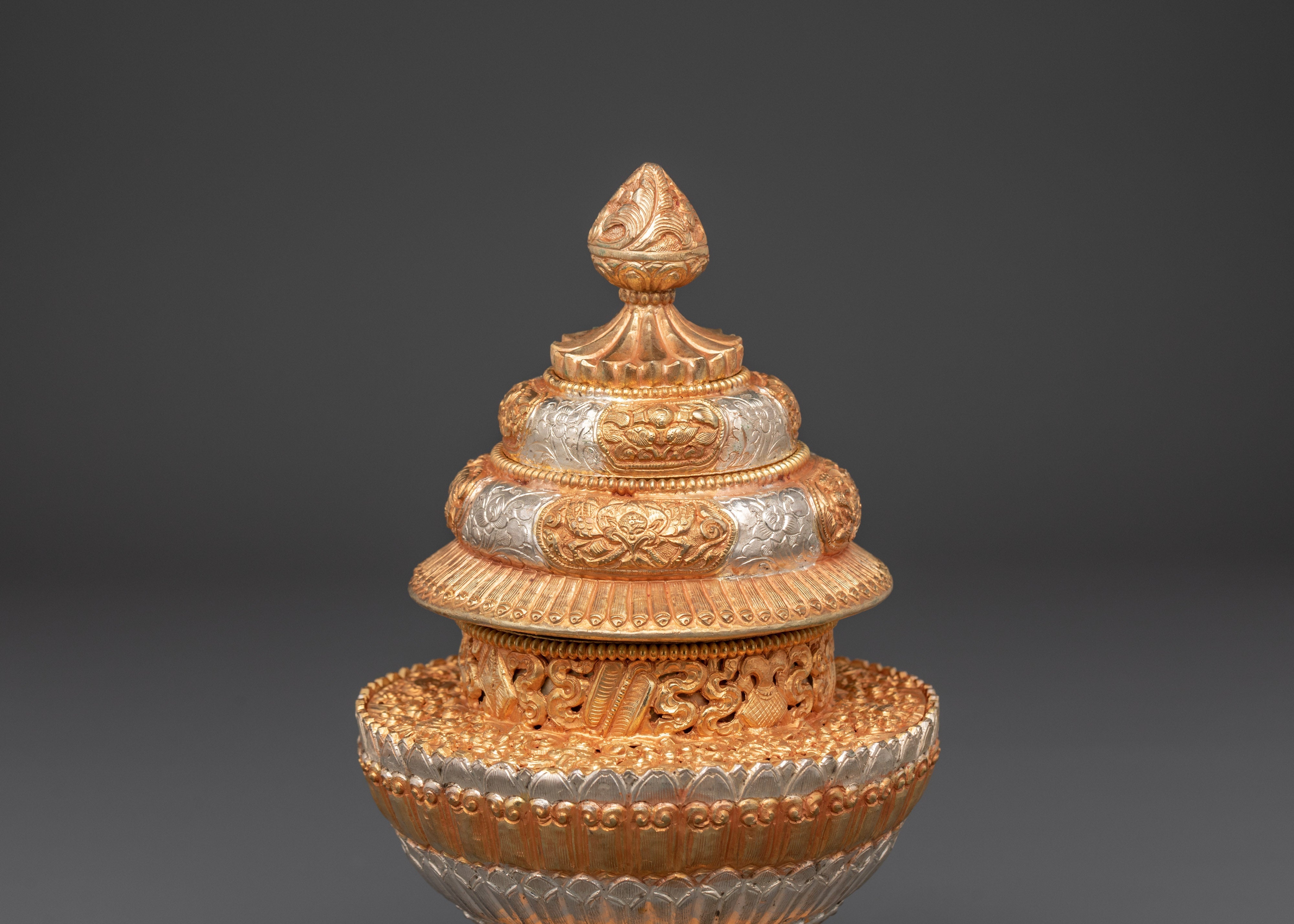 Himalayan Handcrafted Rice Pot | Traditional Copper & Silver Plated Art