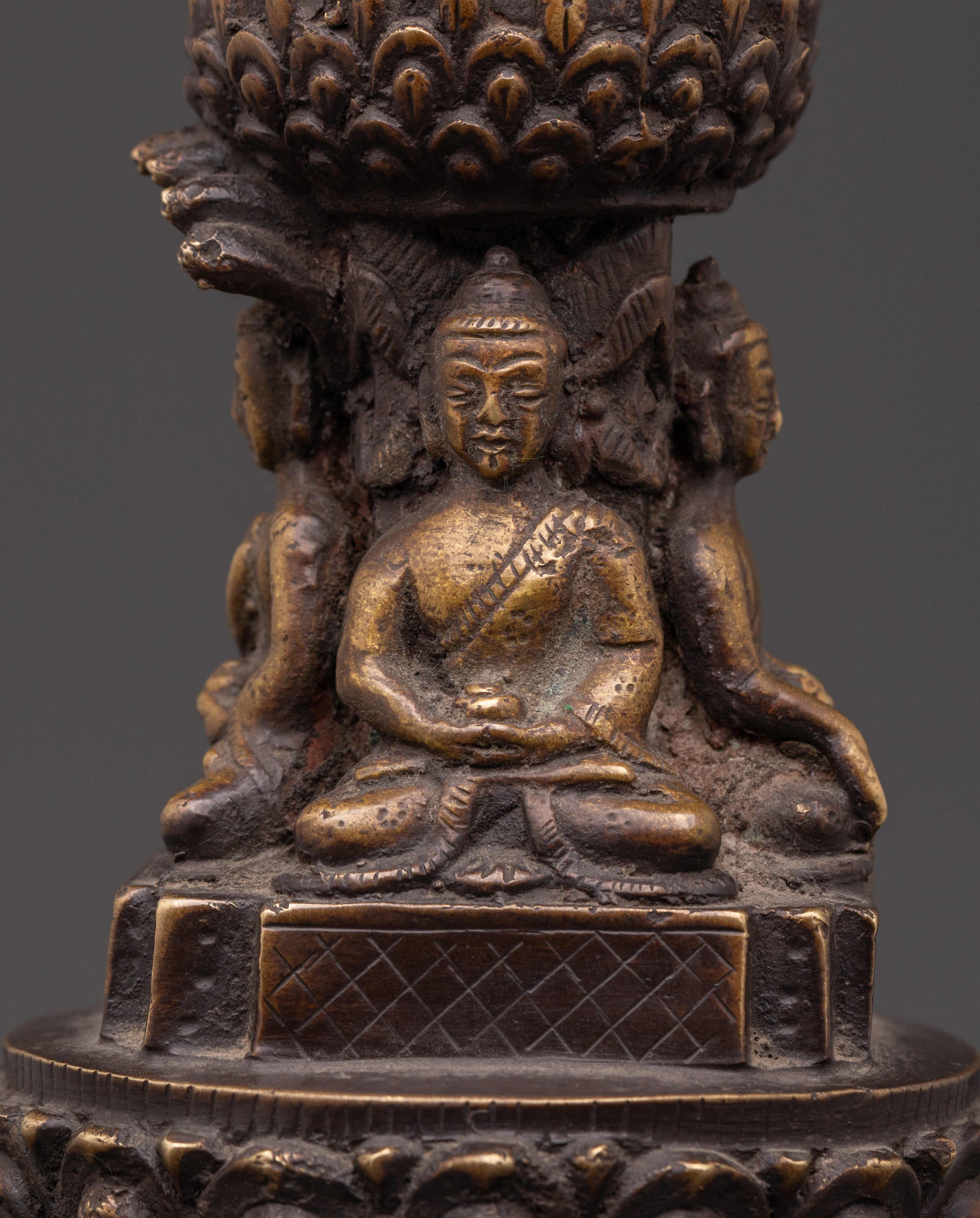 Sacred Buddhist Stupa Decor | Handcrafted Bronze Meditation Statue