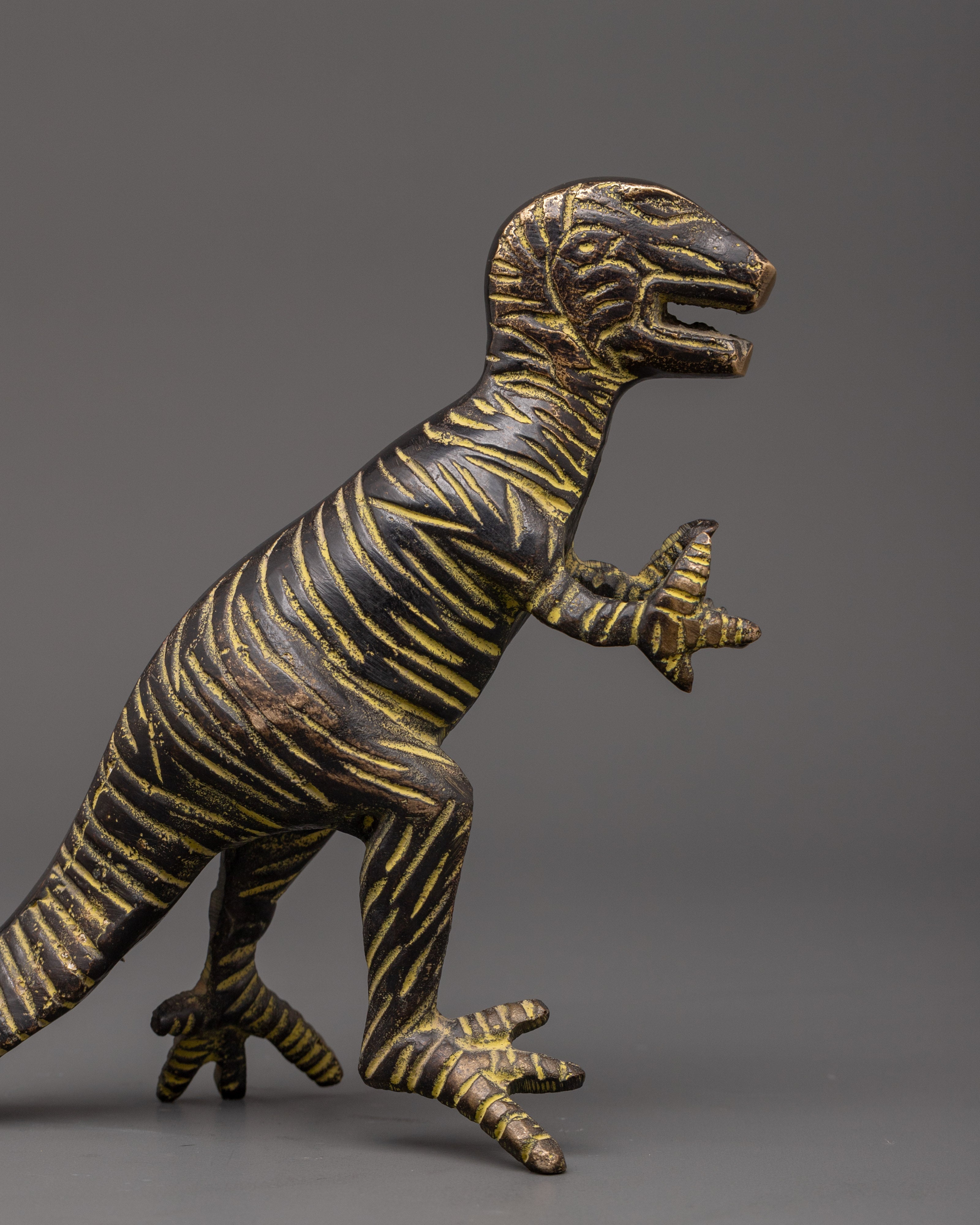 Brass Dinosaur Sculpture for Home Decor | Unique Statue for Kids Room or Office Desk