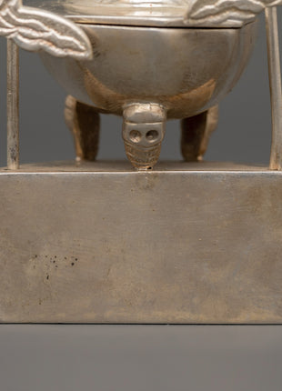 Silver Plated Brass Kapala Skull Cup | Sacred Tantric Tool for Buddhist Rituals