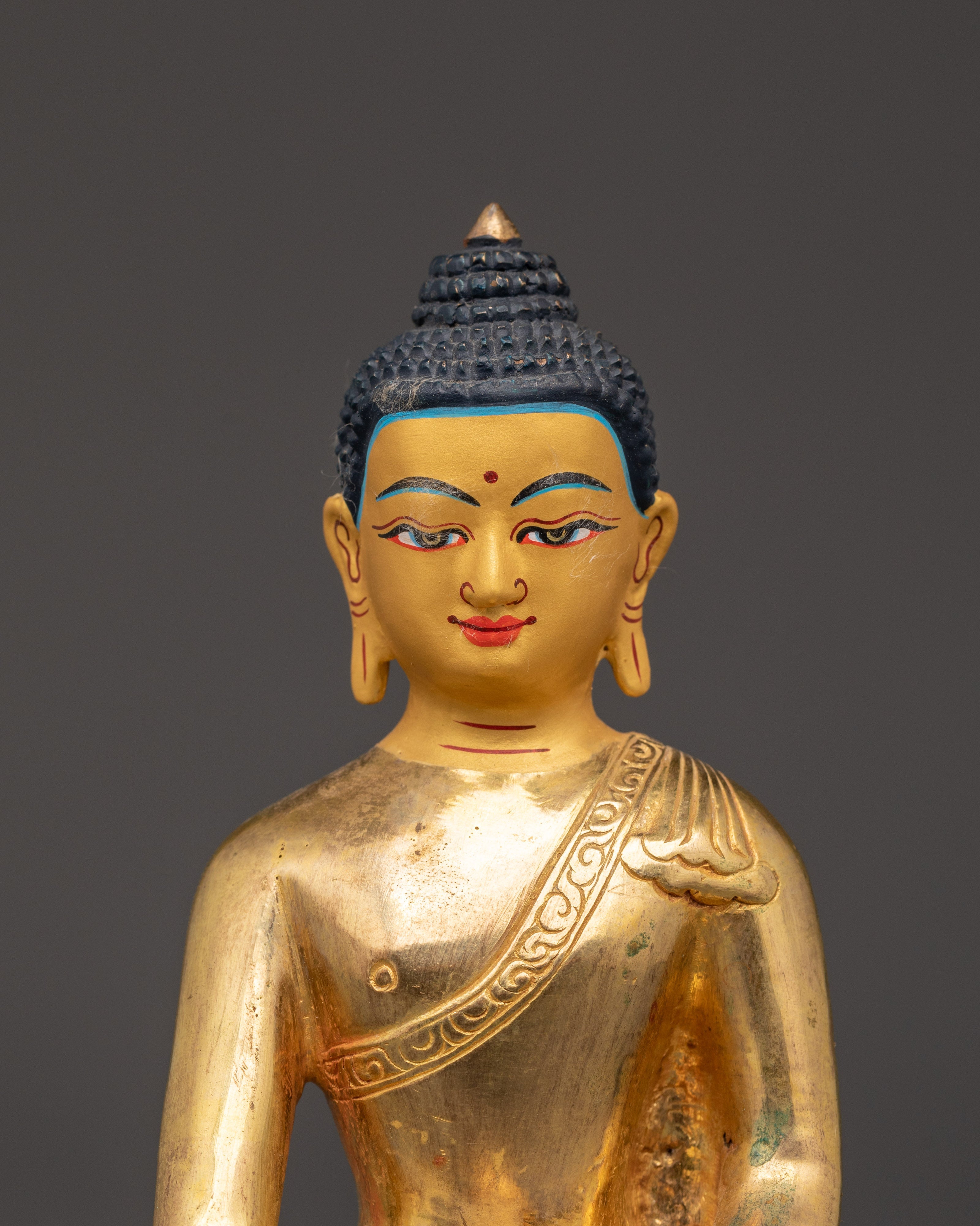 Gold-Plated Copper Shakyamuni Buddha | For Home Altar Decor