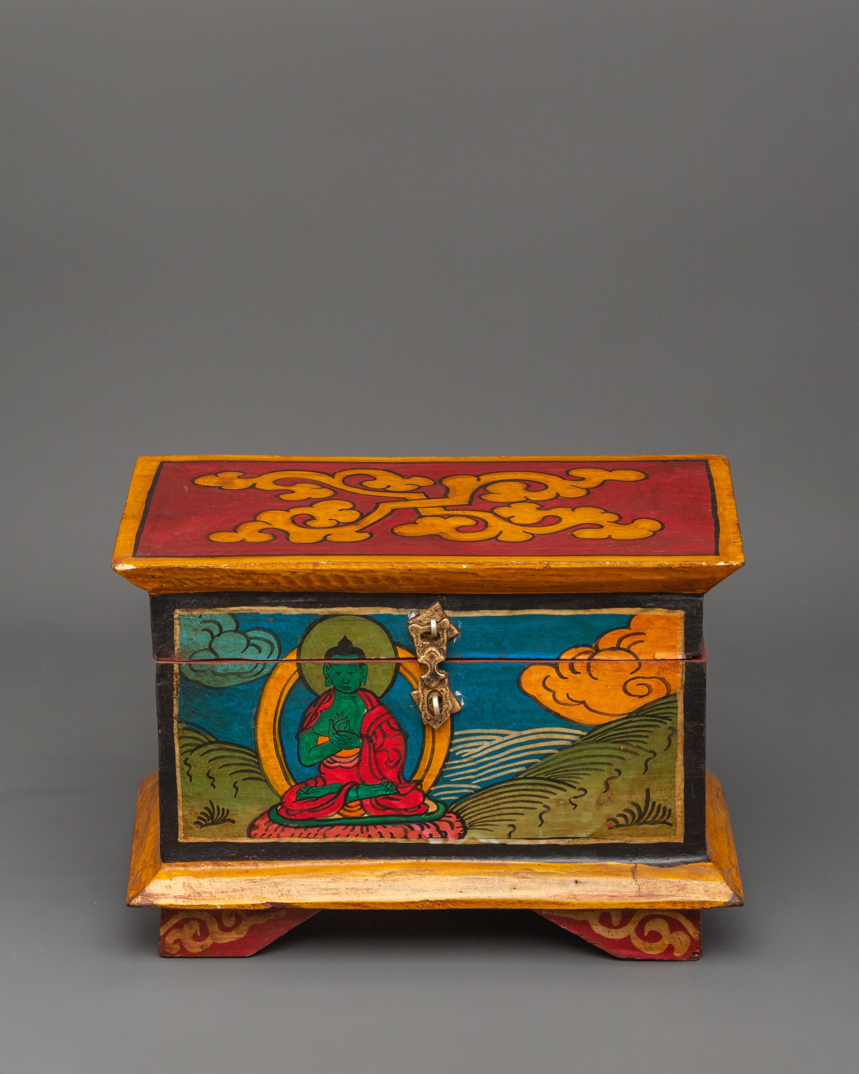 Box with Amoghasiddhi Buddha Painting | Hand-Painted Sacred Storage