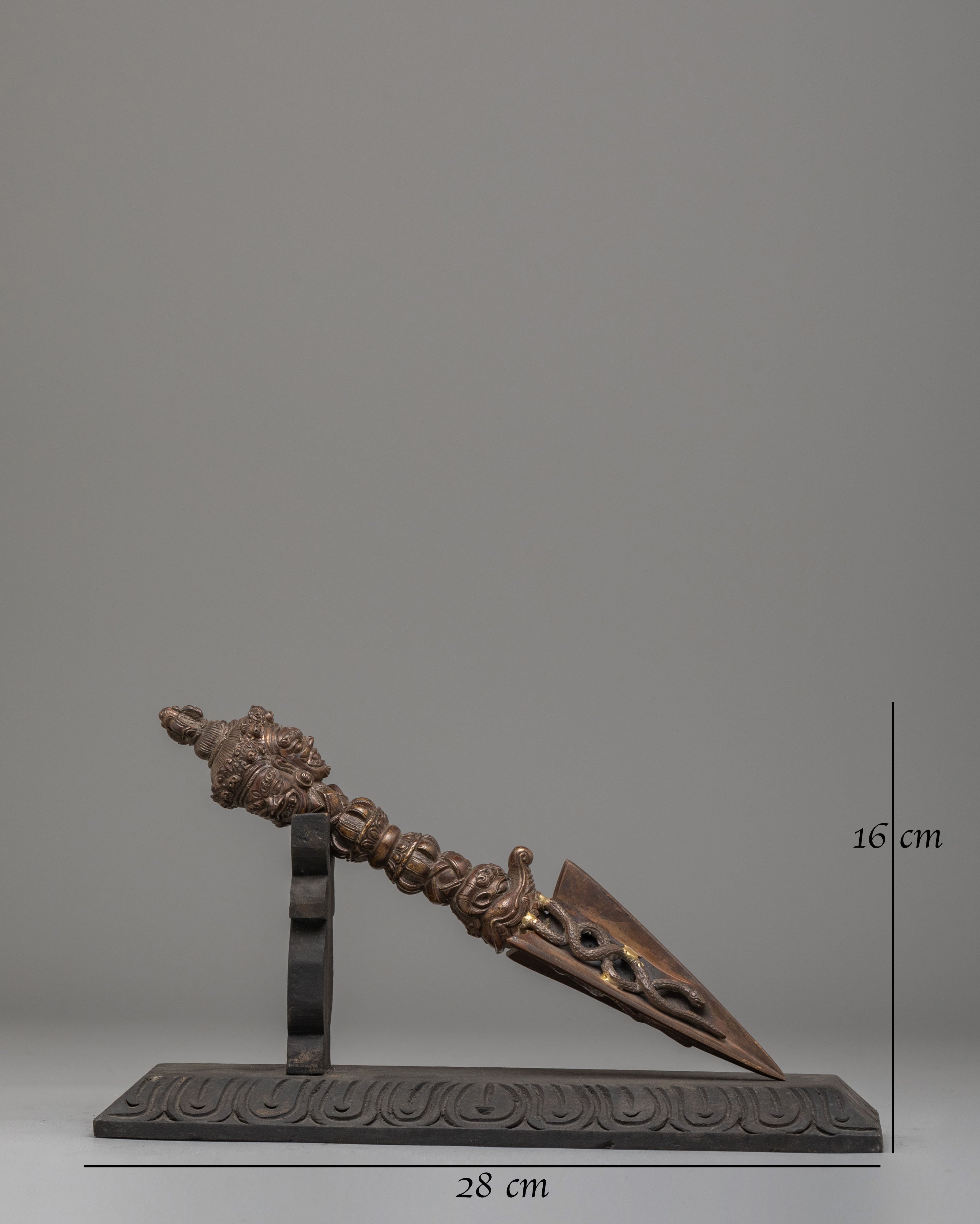 Ritual Phurba Dagger With Stand | Sacred Vajrayana Ceremonial Blade