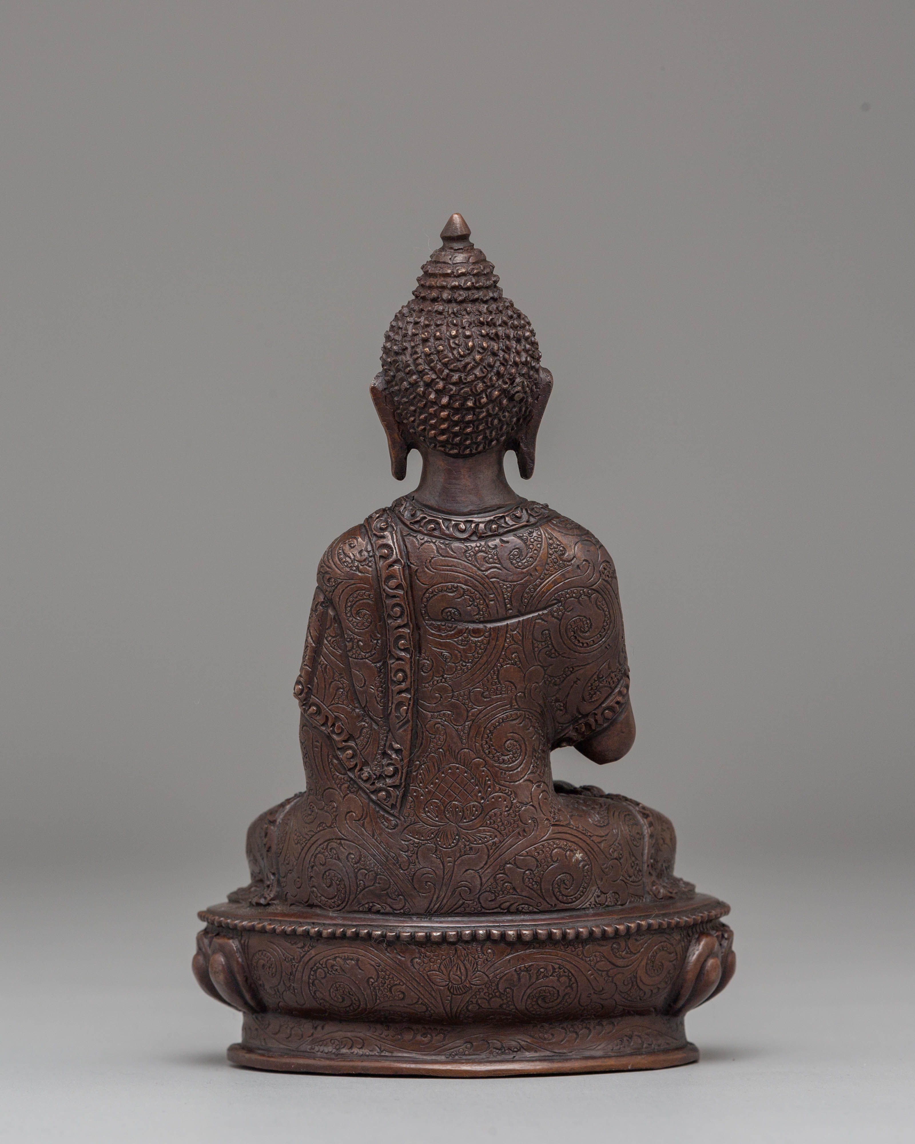 Oxidized Copper Handcrafted Vairocana Sculpture: Cosmic Buddha