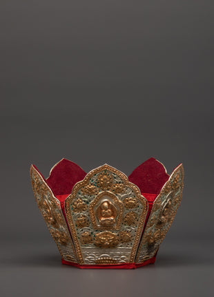 Set of 5 Dhyani Buddha Statues with Five-Point Crowns | Handcrafted Copper Figures