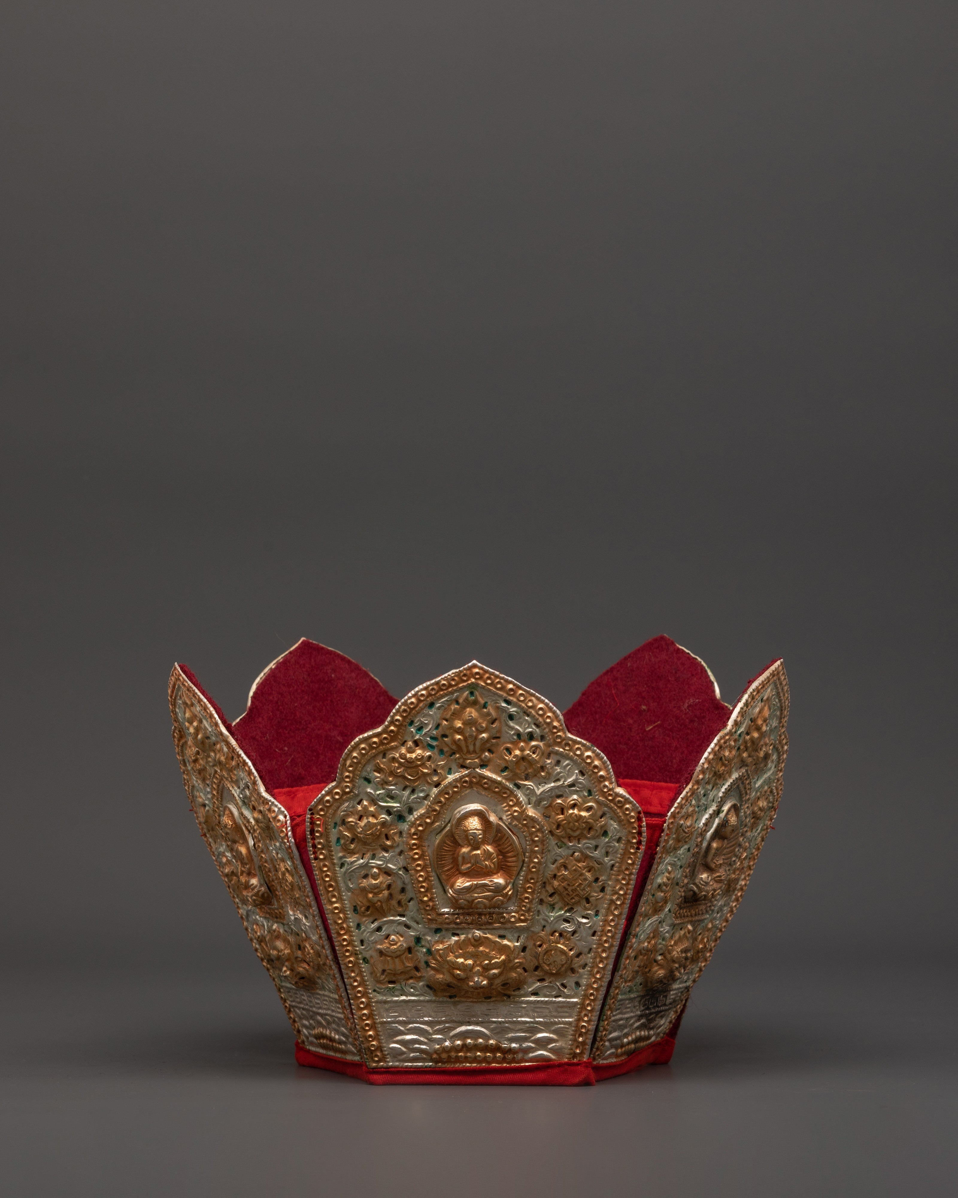 Set of 5 Dhyani Buddha Statues with Five-Point Crowns | Handcrafted Copper Figures