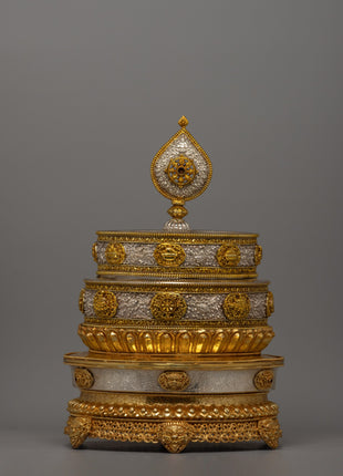 Traditional Buddhist Mandala Set | Artisan-Crafted Offering Bowls for Energy Work