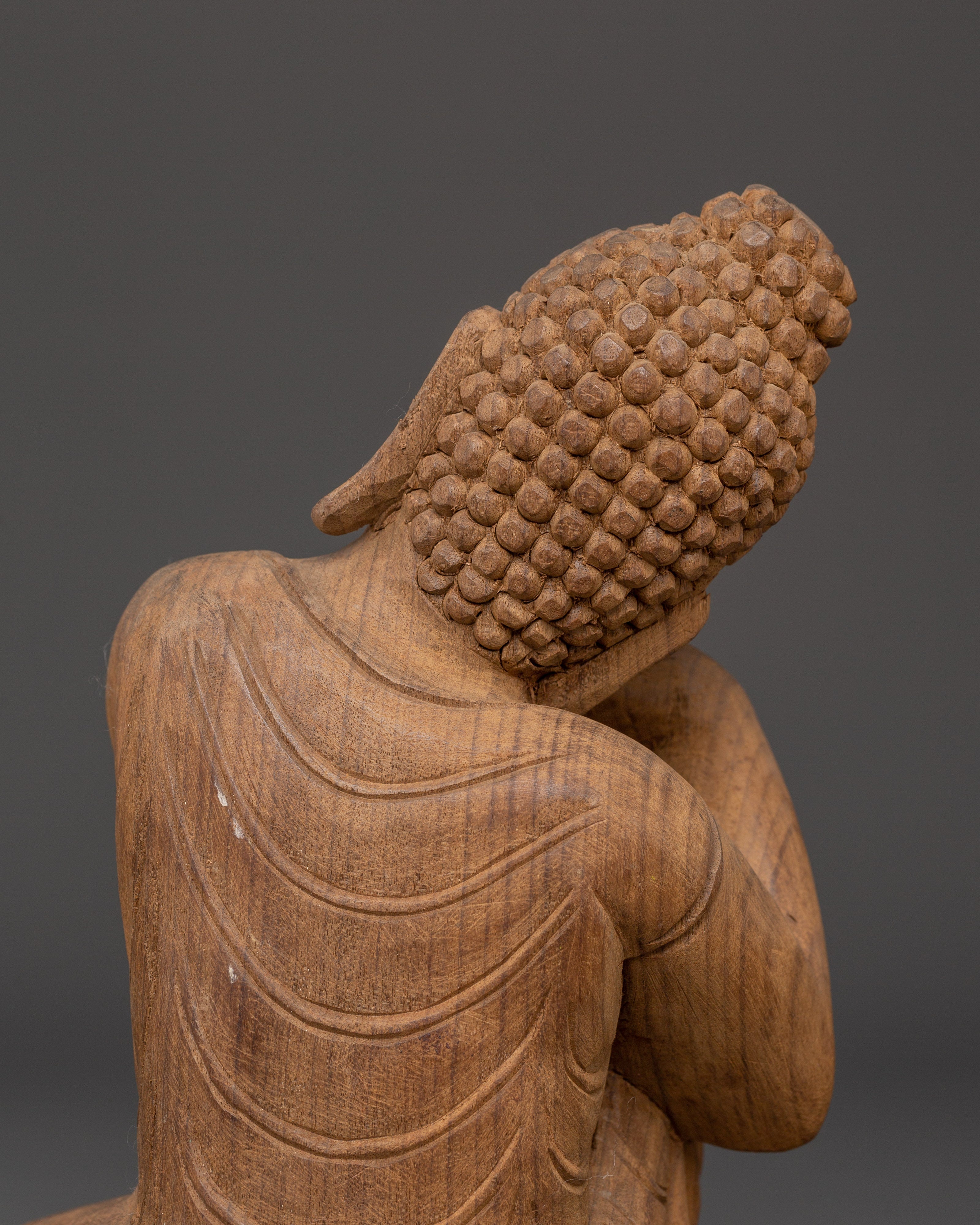 Handmade Wooden Buddha Statue for Meditation and Spiritual Decor