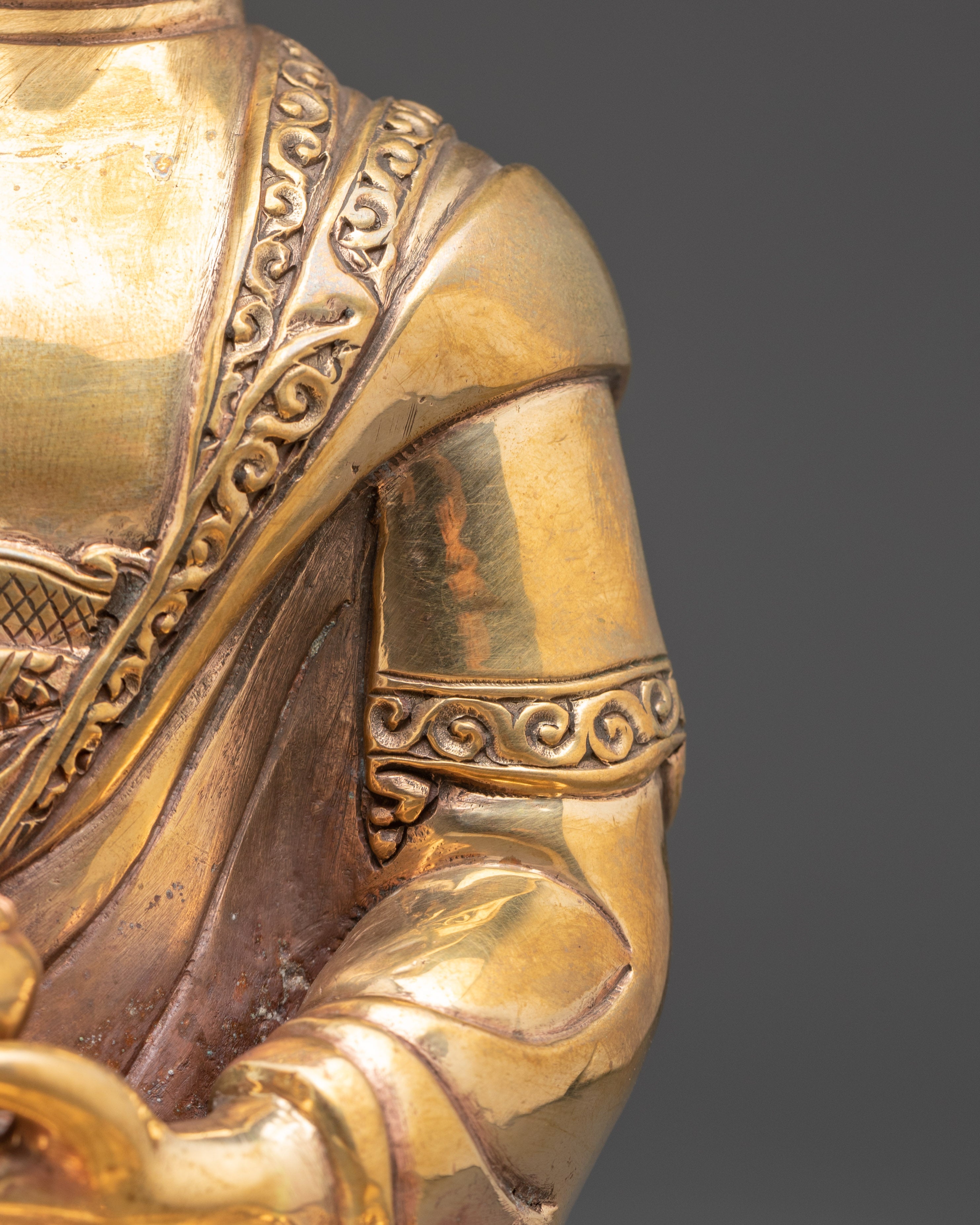 Traditional Shakyamuni Buddha Figurine | Gold Plated Copper Meditation Statue