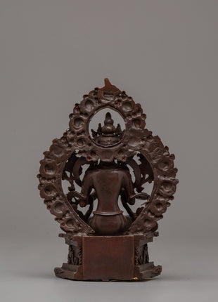 Oxidized Maitreya Buddha Statue | 15.5cm Copper Artwork