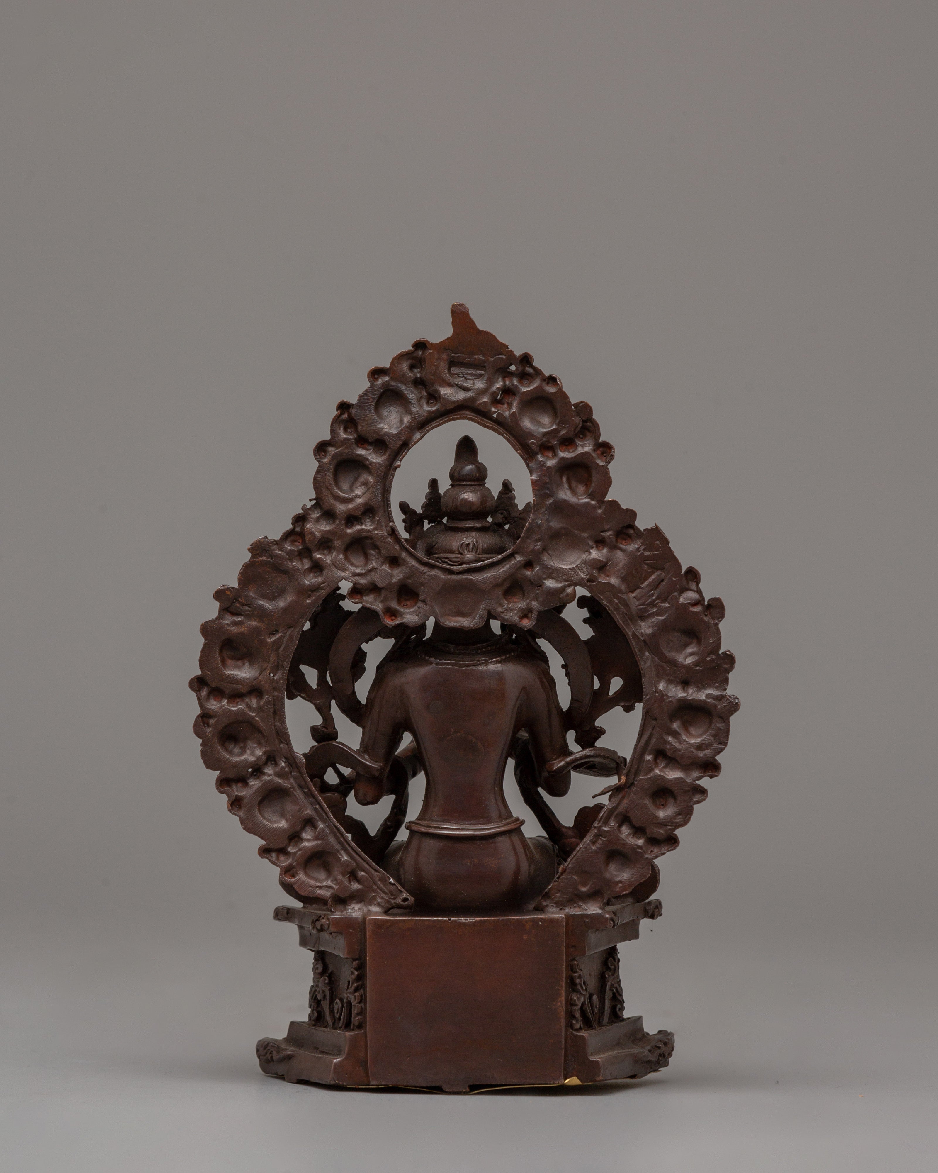 Oxidized Maitreya Buddha Statue | 15.5cm Copper Artwork