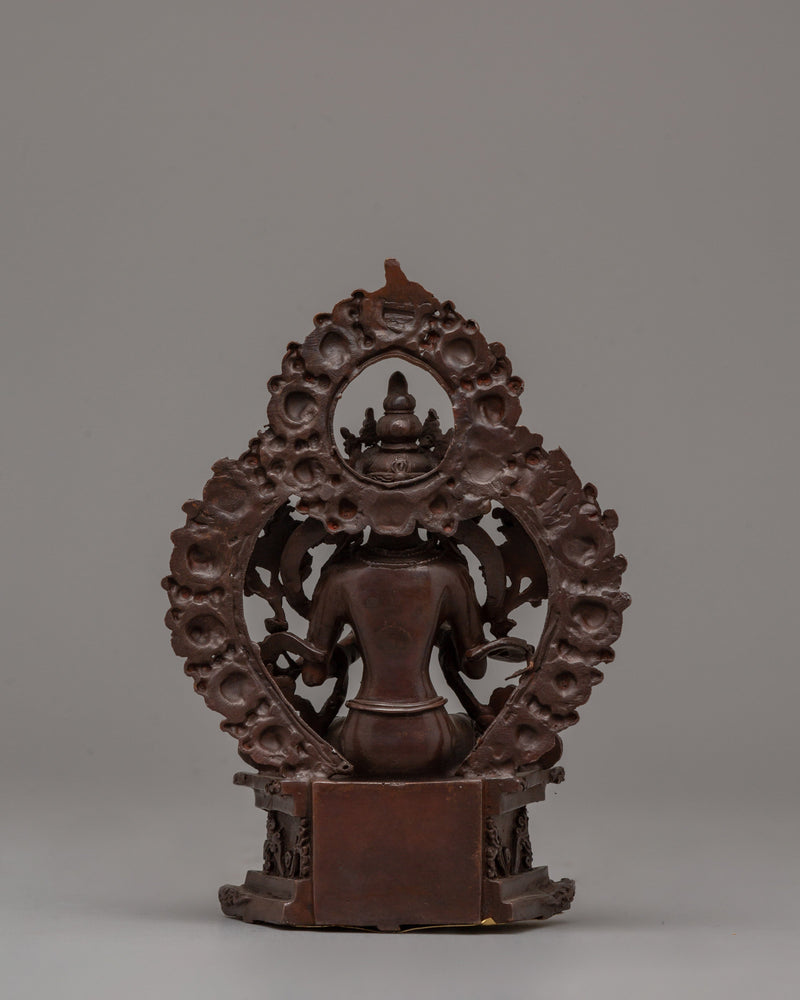 Oxidized Maitreya Buddha Statue | 15.5cm Copper Artwork