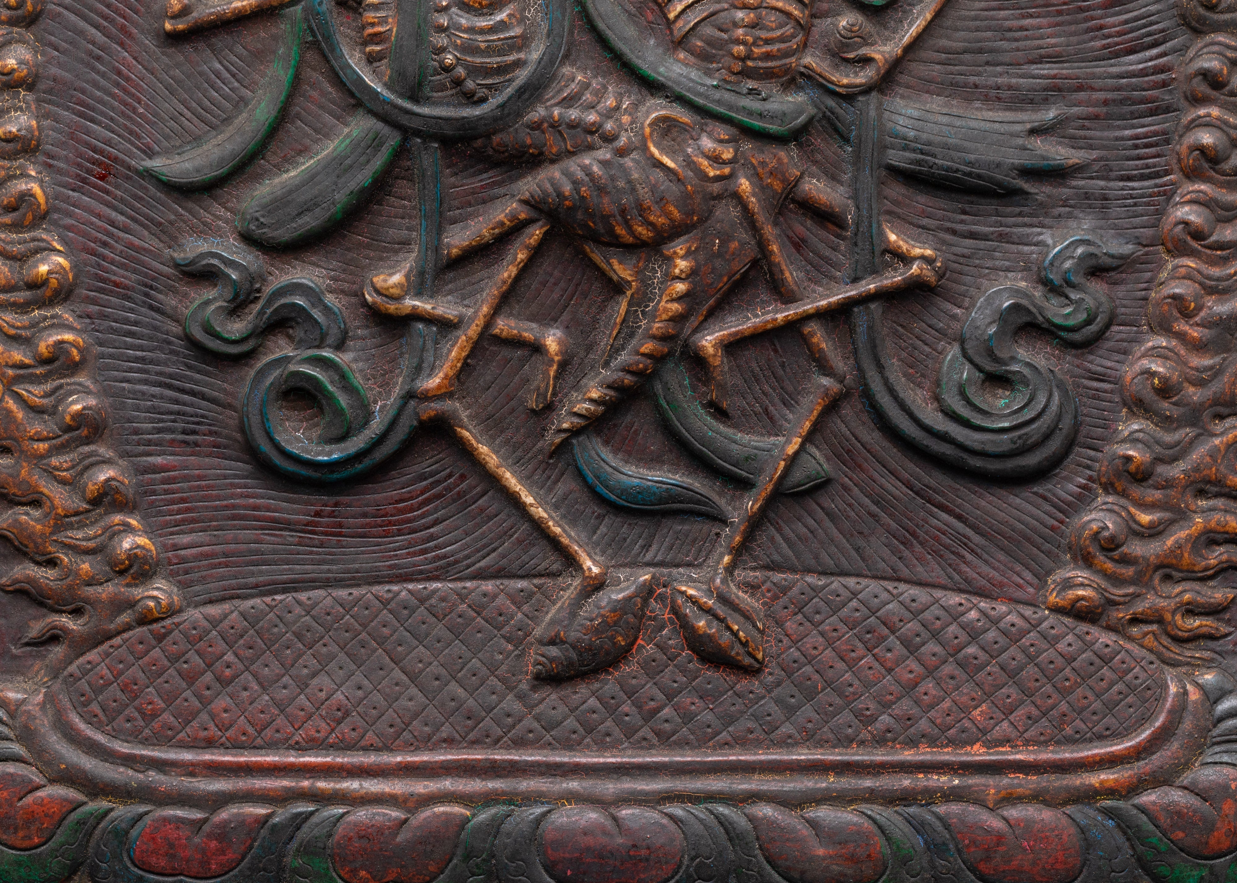 Protector Deity Chitipati Wall Hanging | Spiritual Copper Wall Art for Protection