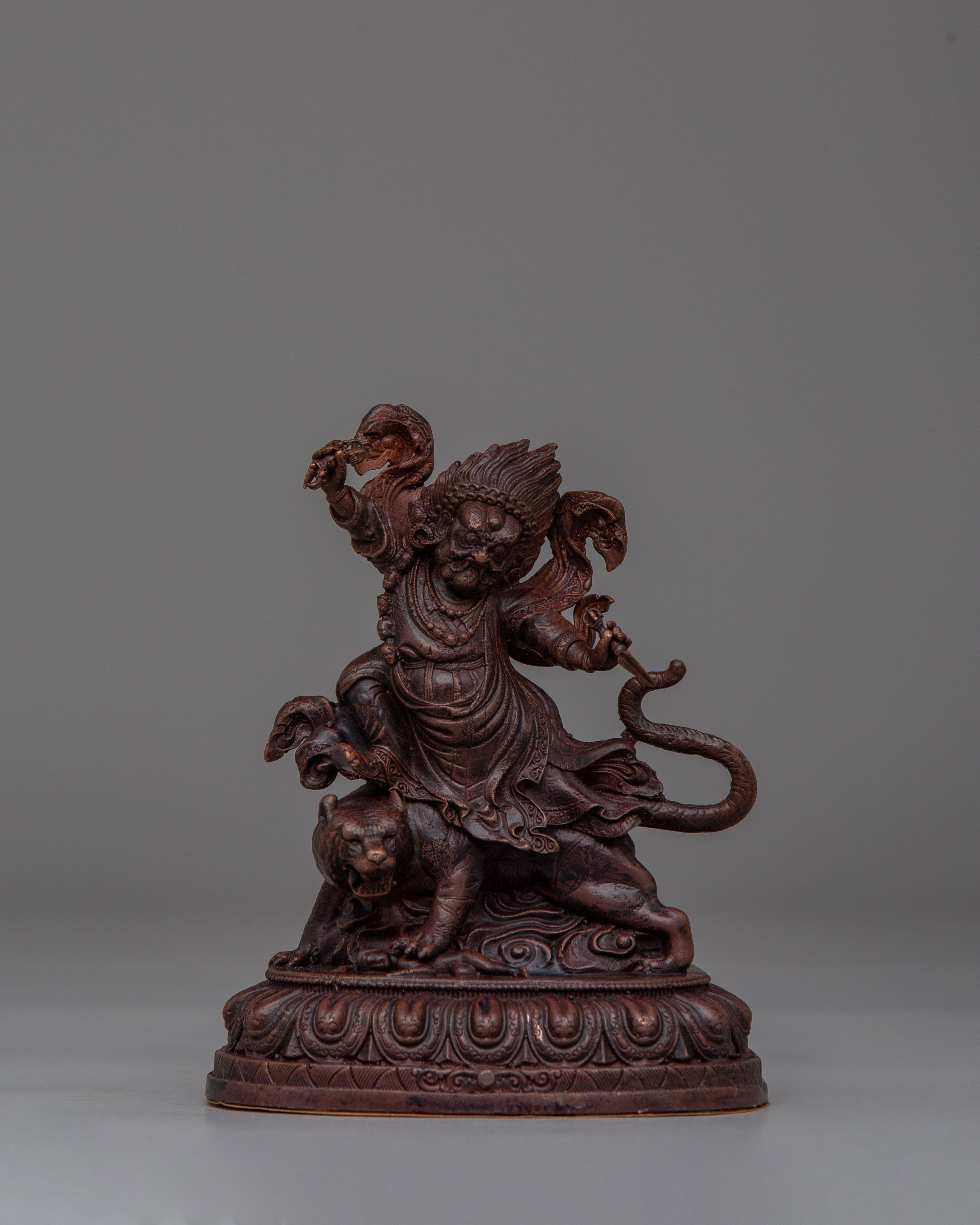 Sacred Dorje Drollo Statue | Oxidized Copper Tibetan Protector Deity Sculpture