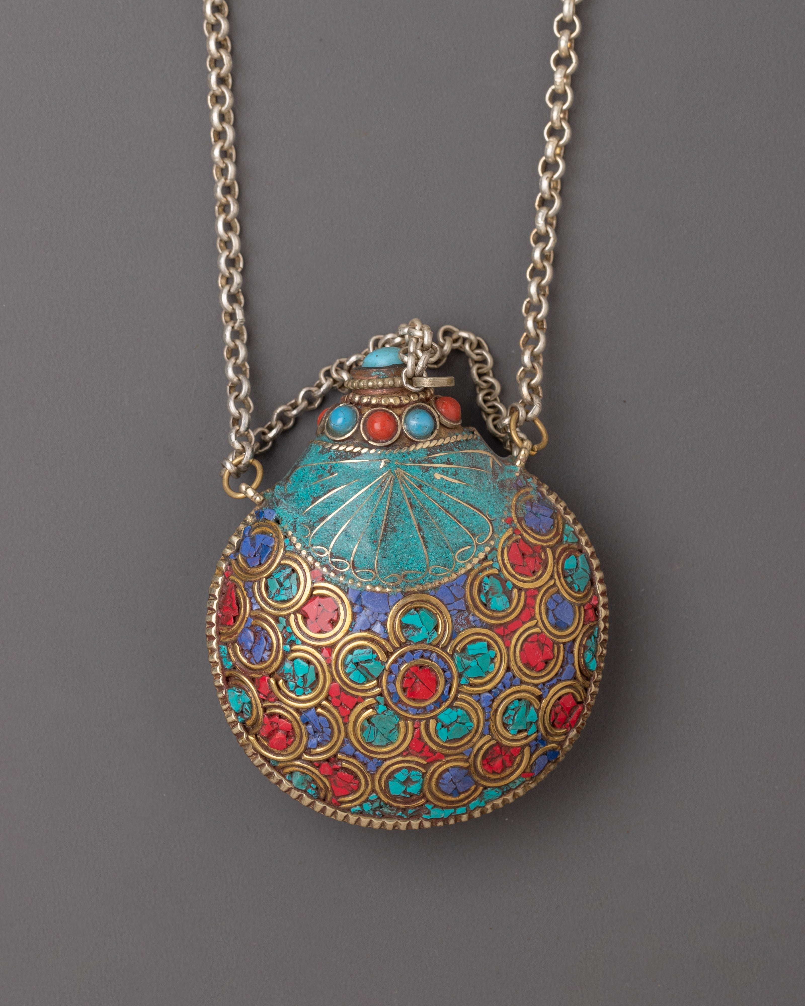 Scared Tibetan Snuff Bottle Necklace | Unique Spiritual Pendant