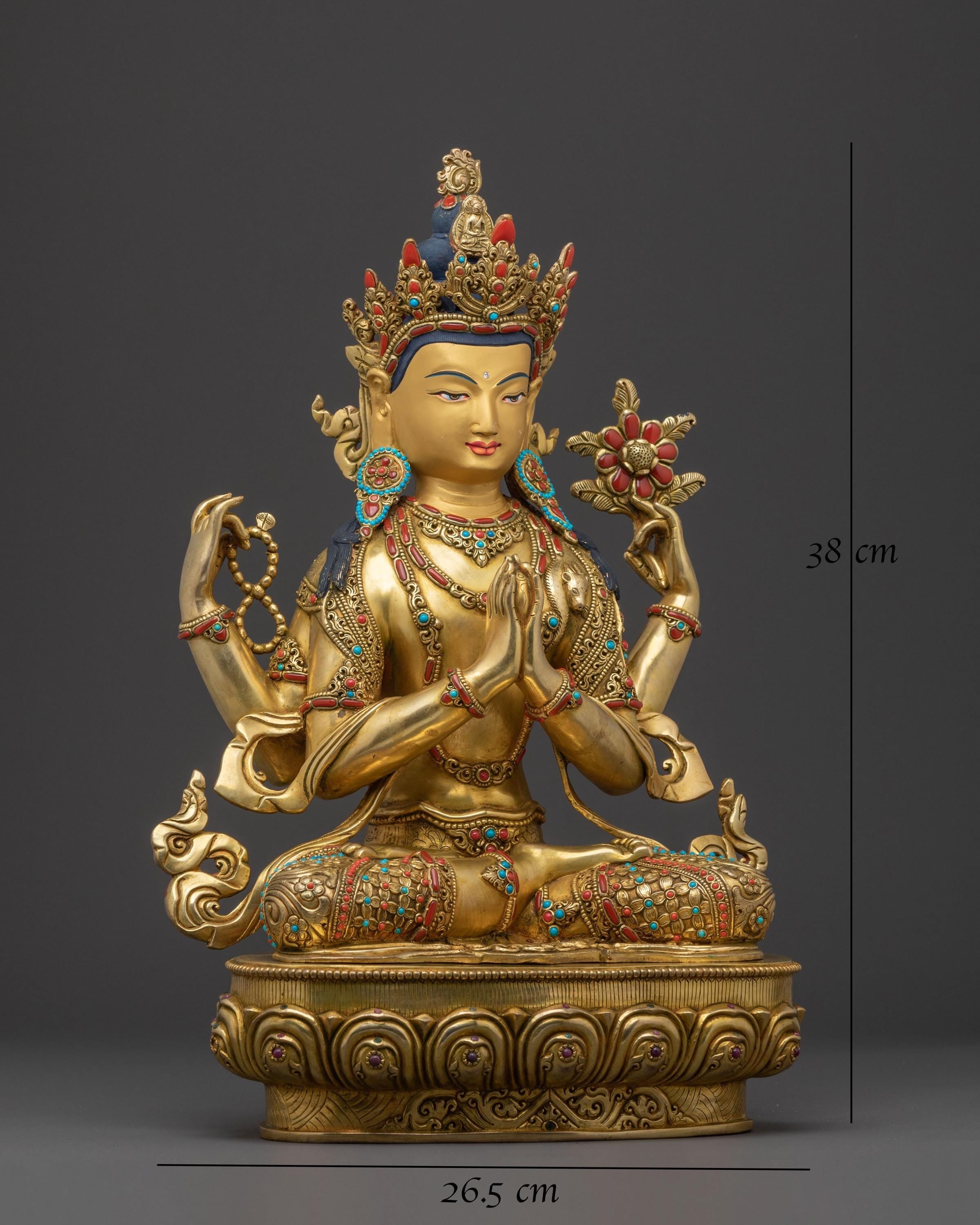 Chenrezig Compassion Deity Sculpture | Tibetan Buddhist Statue