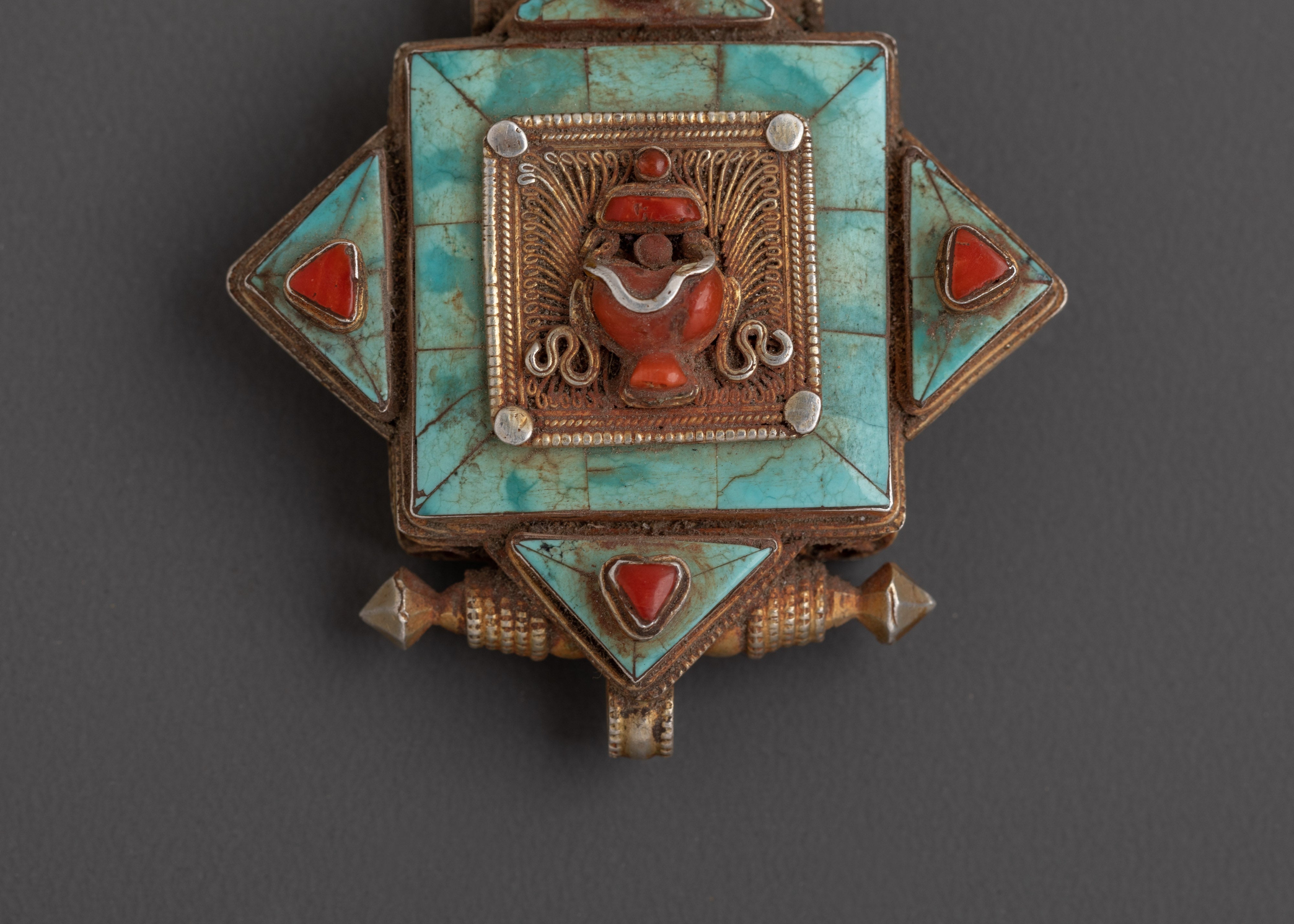 Tibetan Ghau Box Locket Pendant | Silver, Gold Plated Artificial Stones