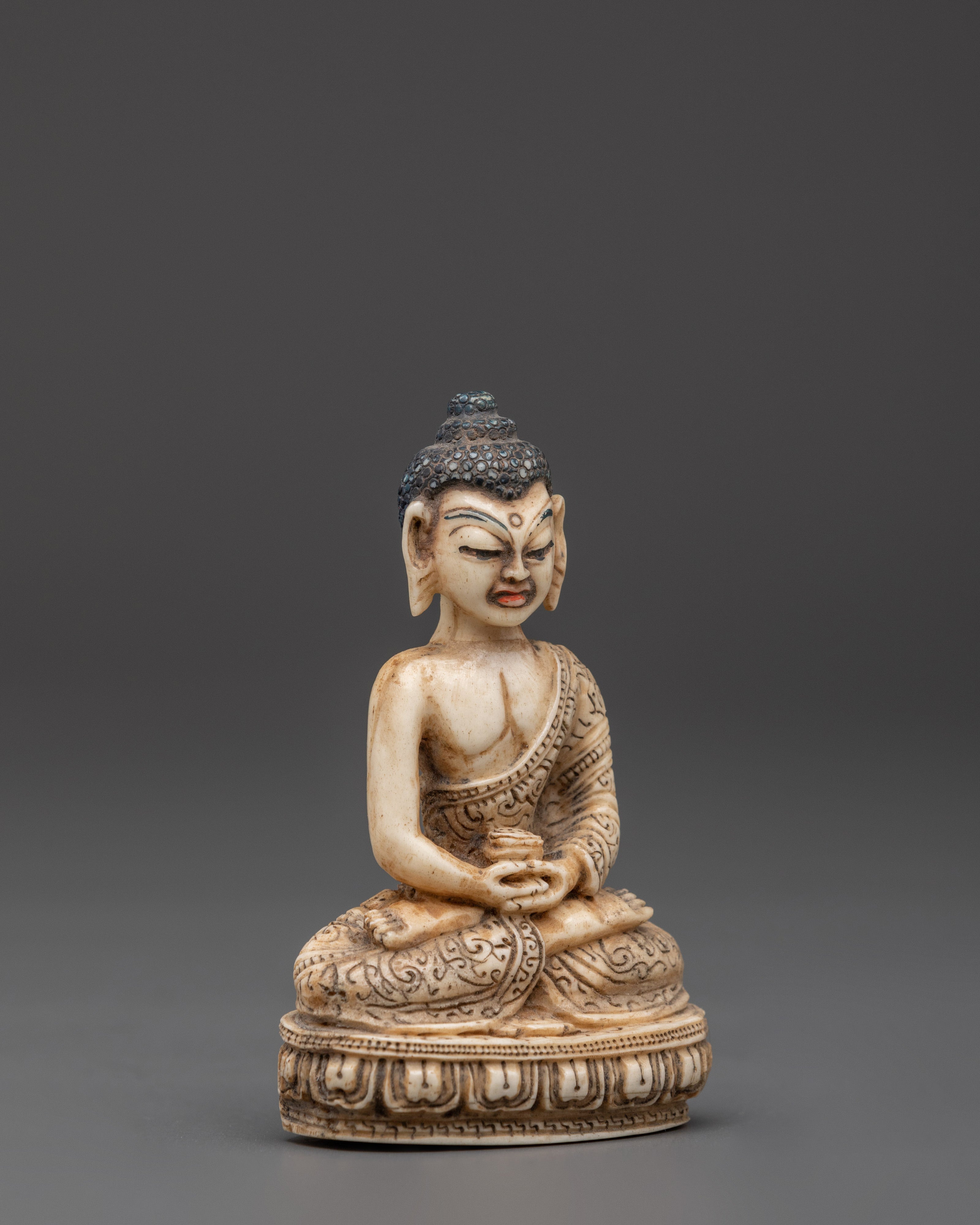 Sacred Ethically Sourced Yak Bone Amitabha Buddha Sculpture | Meditation Gift