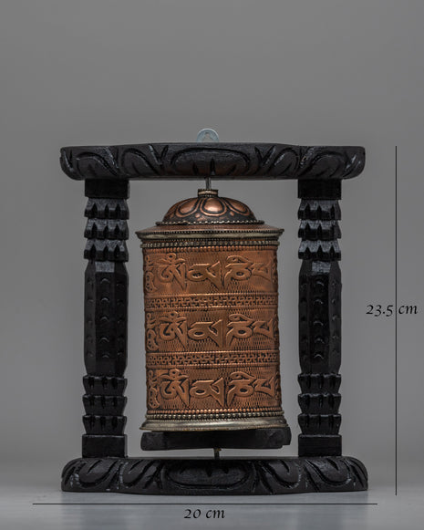 Wooden Frame Buddhist Prayer Wheel |  Ideal for Spiritual Growth and Blessings