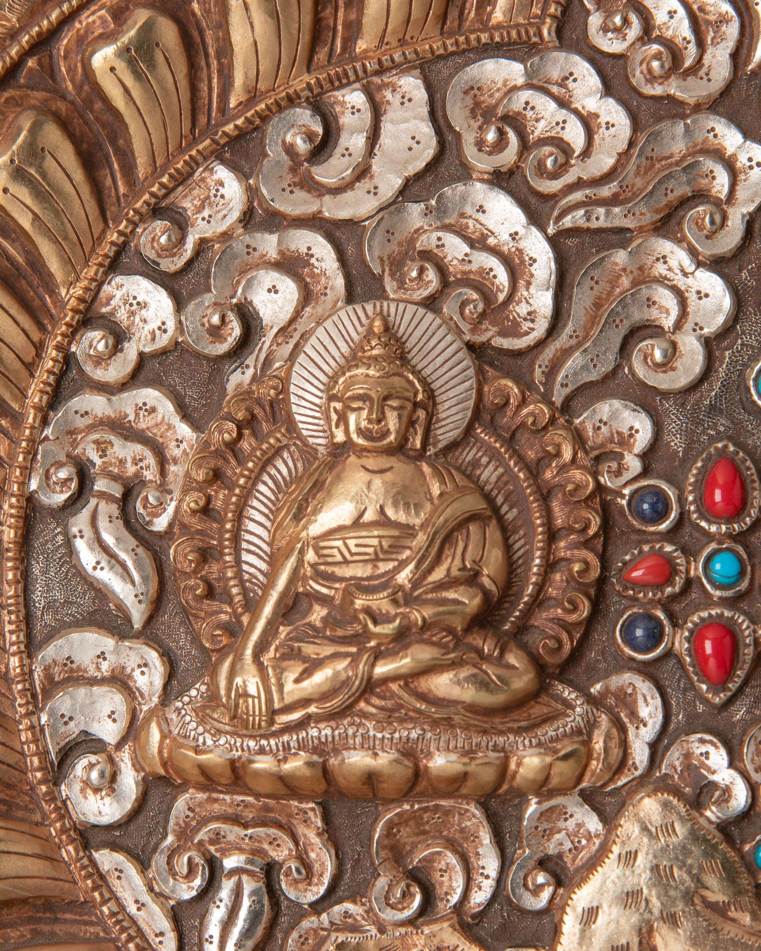Handcrafted Five Buddha Wall Hanging | Spiritual Art for Meditation & Altar