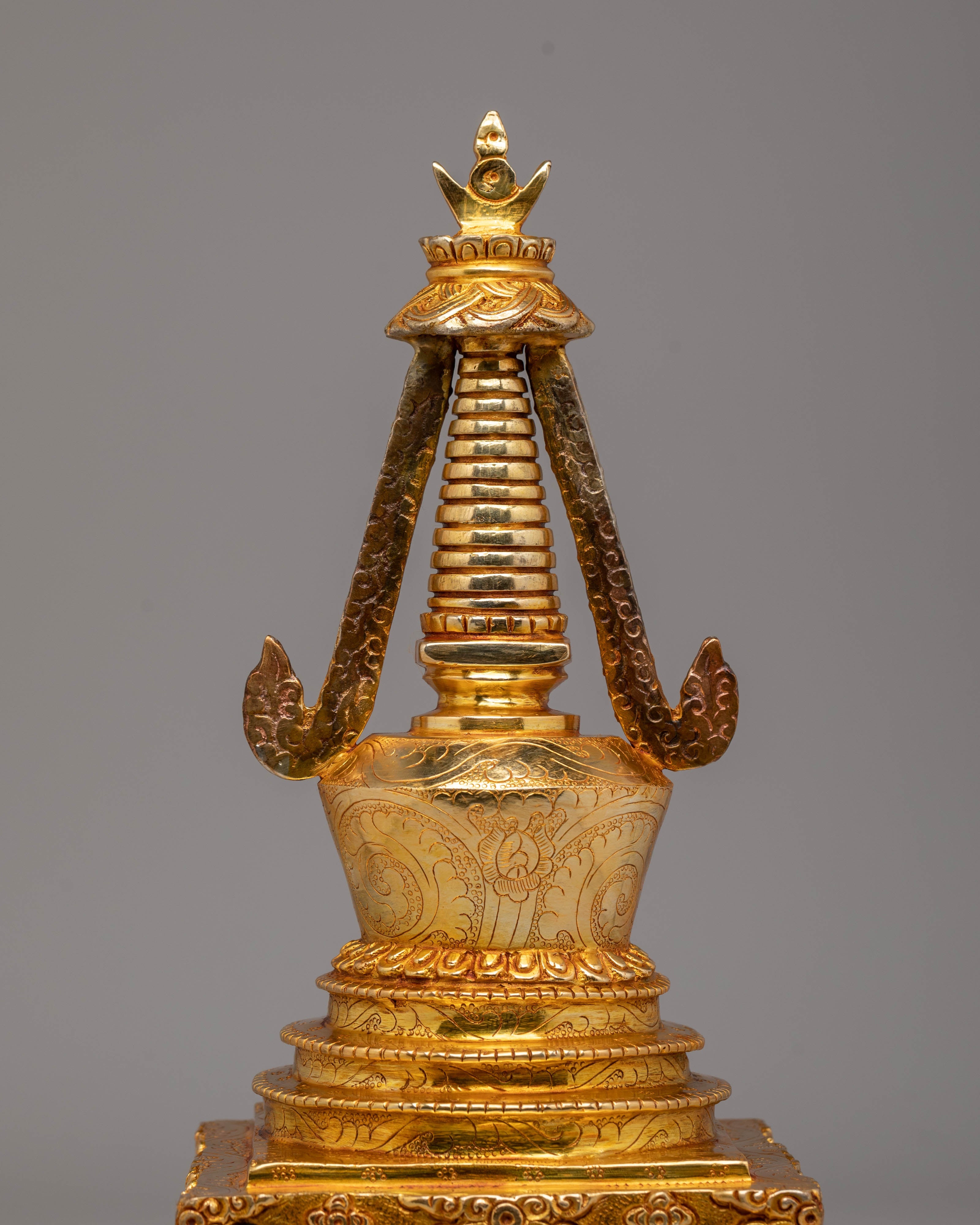 Buddhist Handcrafted Stupa for Rituals | Sacred Tibetan Stupa Art