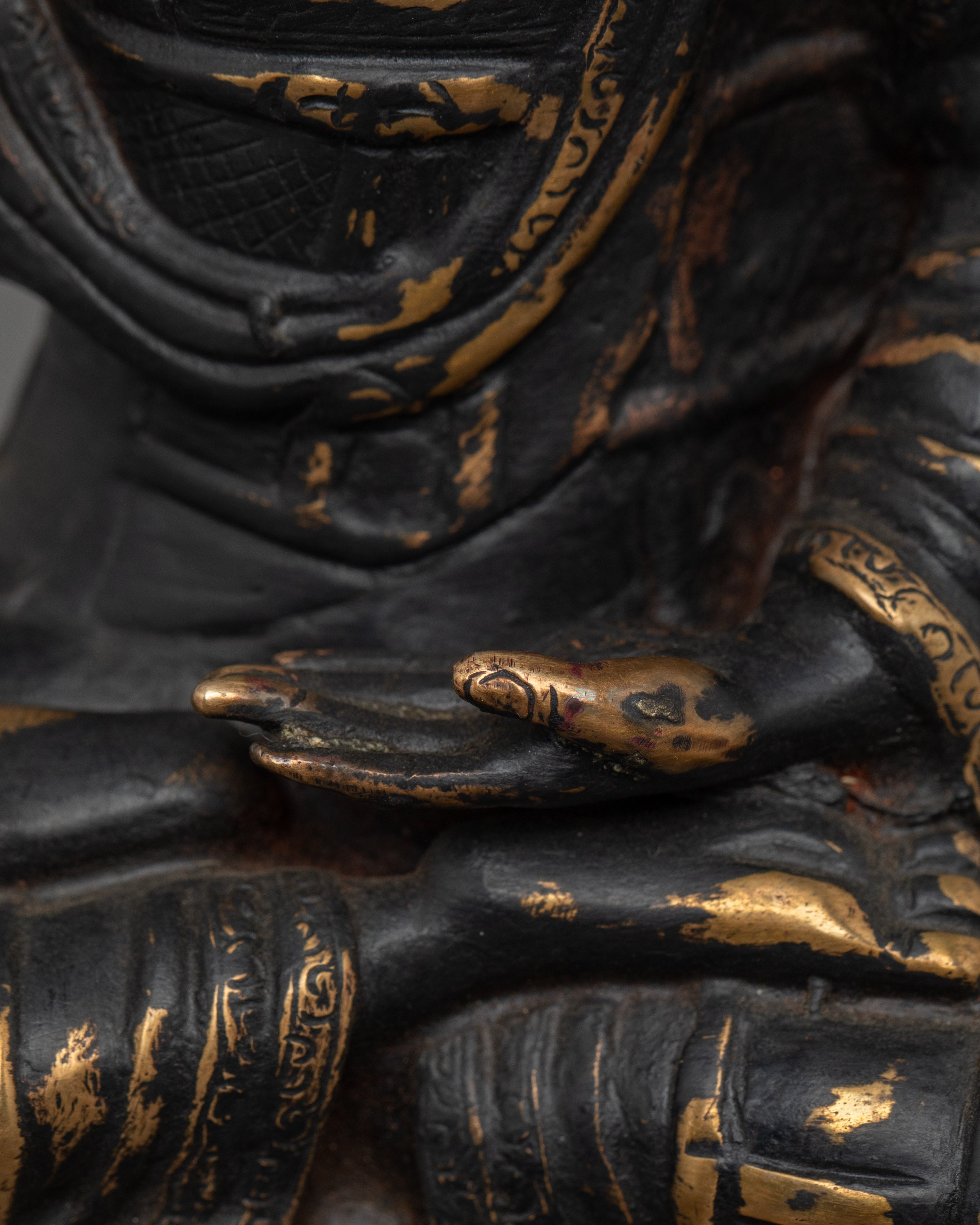 Handmade Tranquil Buddha Statue | Antique Finish Copper Meditation Sculpture