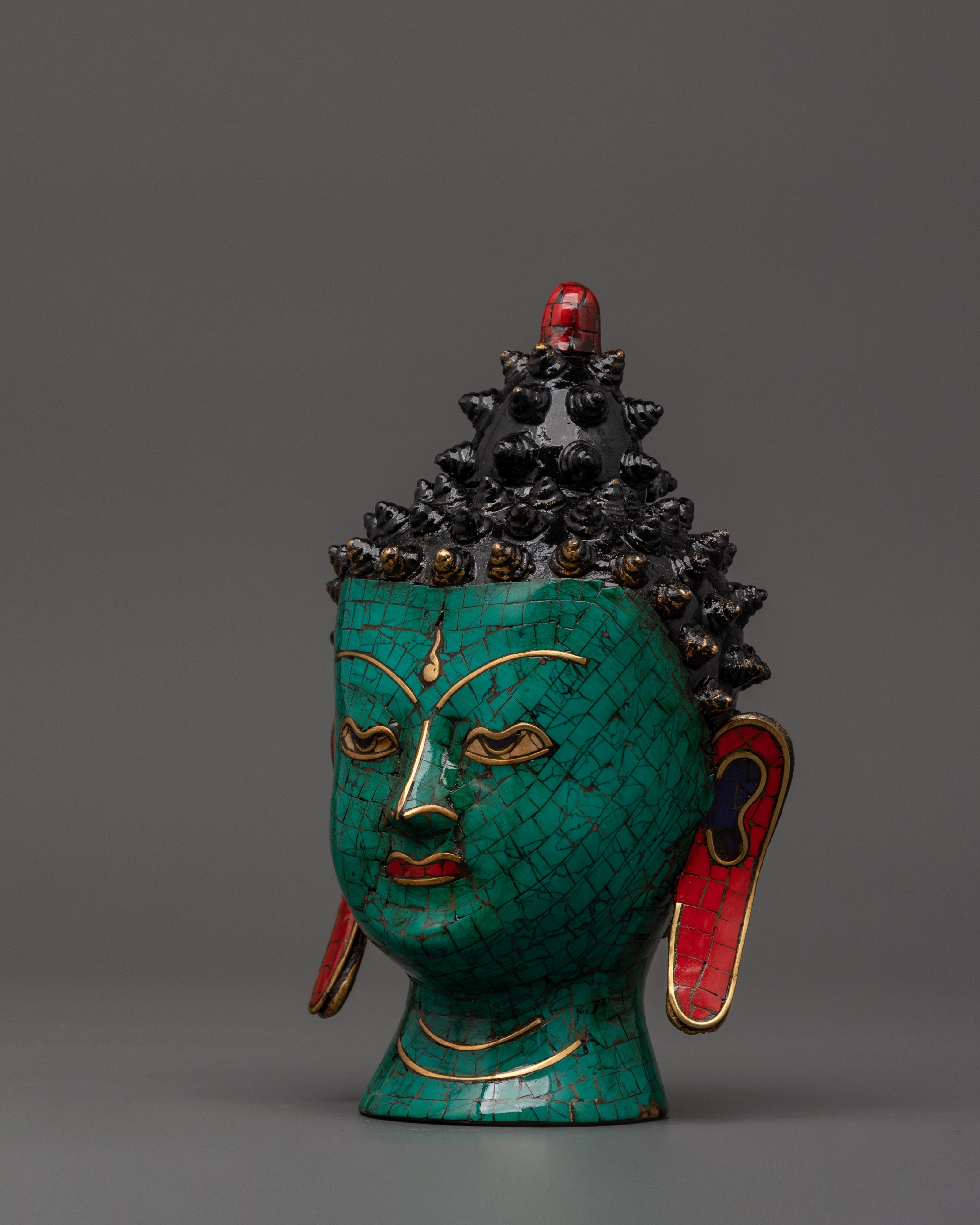 Buddha Head Brass Sculpture | Spiritual Home Art
