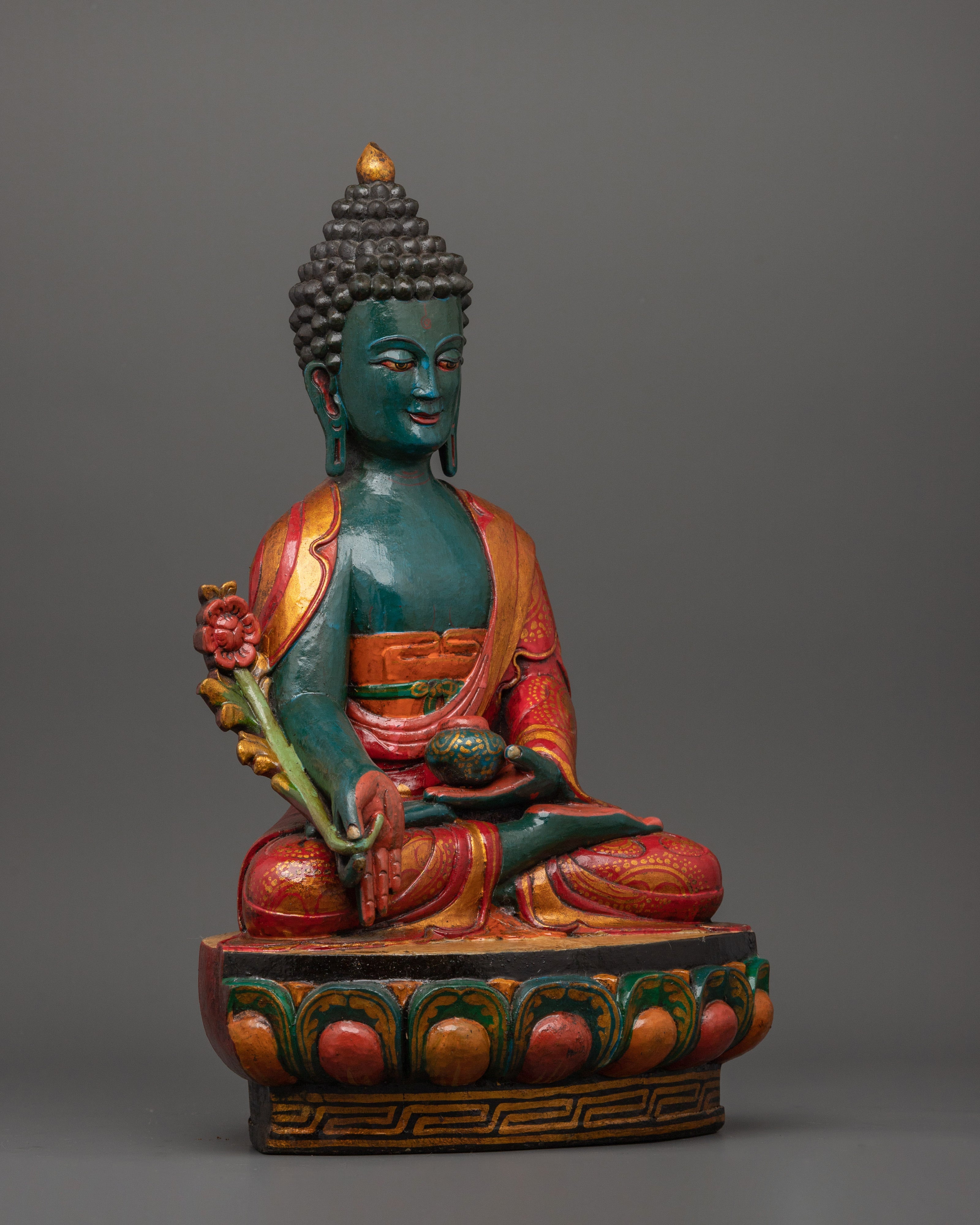 Wooden Medicine Buddha Statue | Symbol of Healing & Compassion