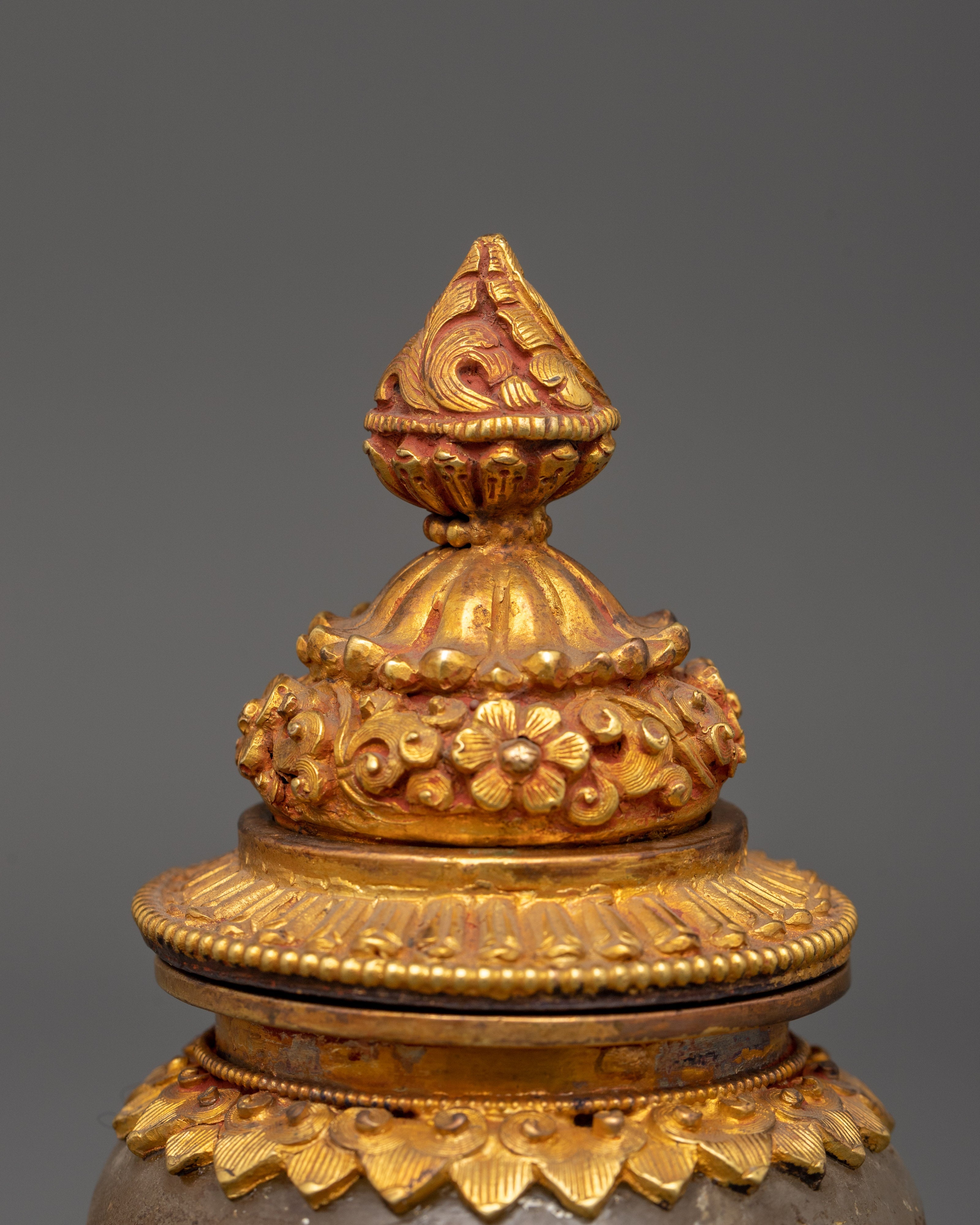 Gold-Plated Crystal Rice Pot | Buddhist Decor