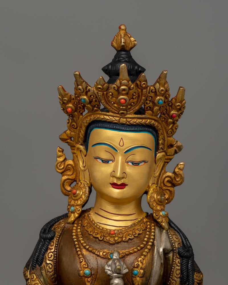 Gold-Plated Vajrasattva Holding an Upright Vajra | Altar Decor