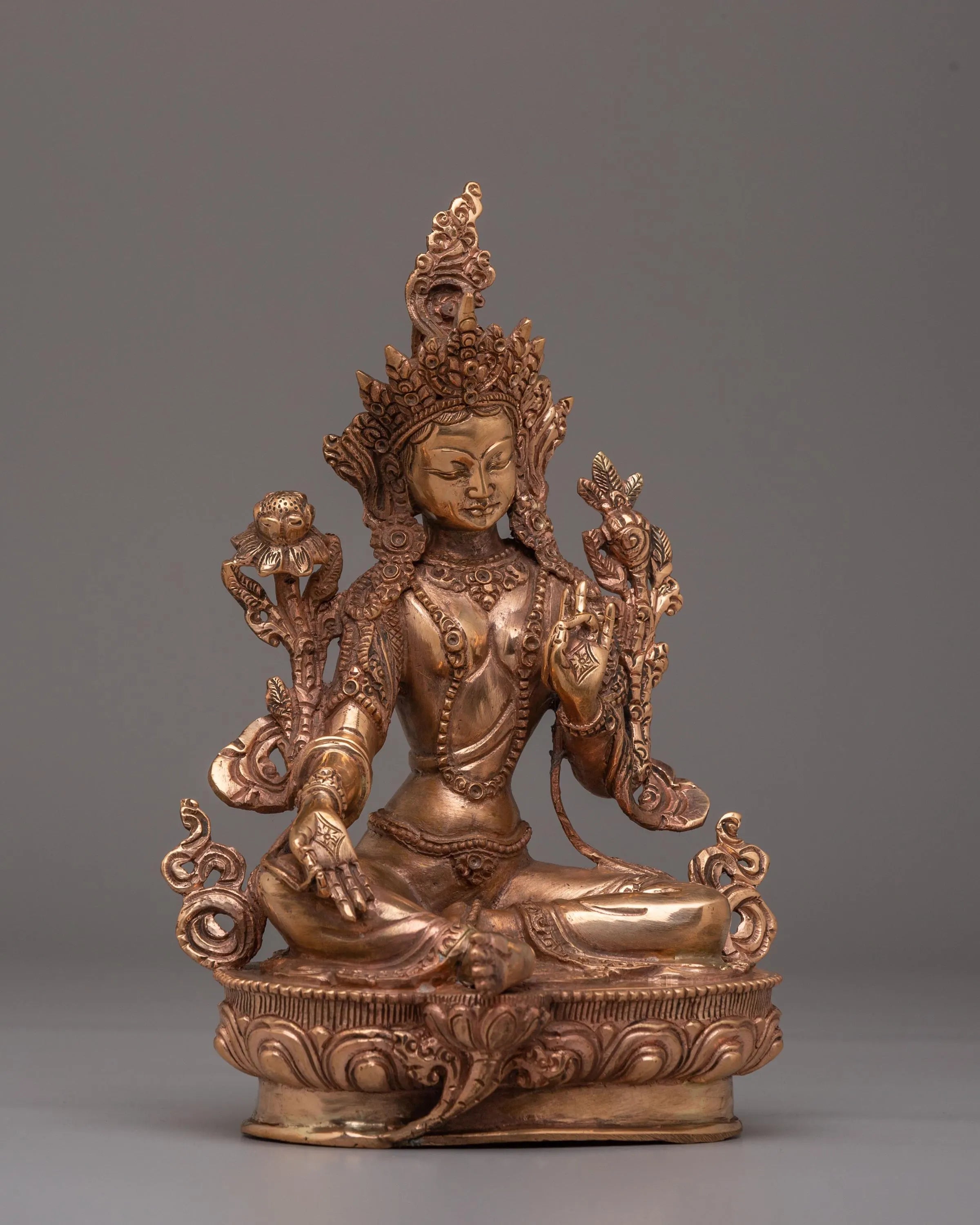 Handcrafted Sacred Green Tara Statue: Embodiment of Compassion