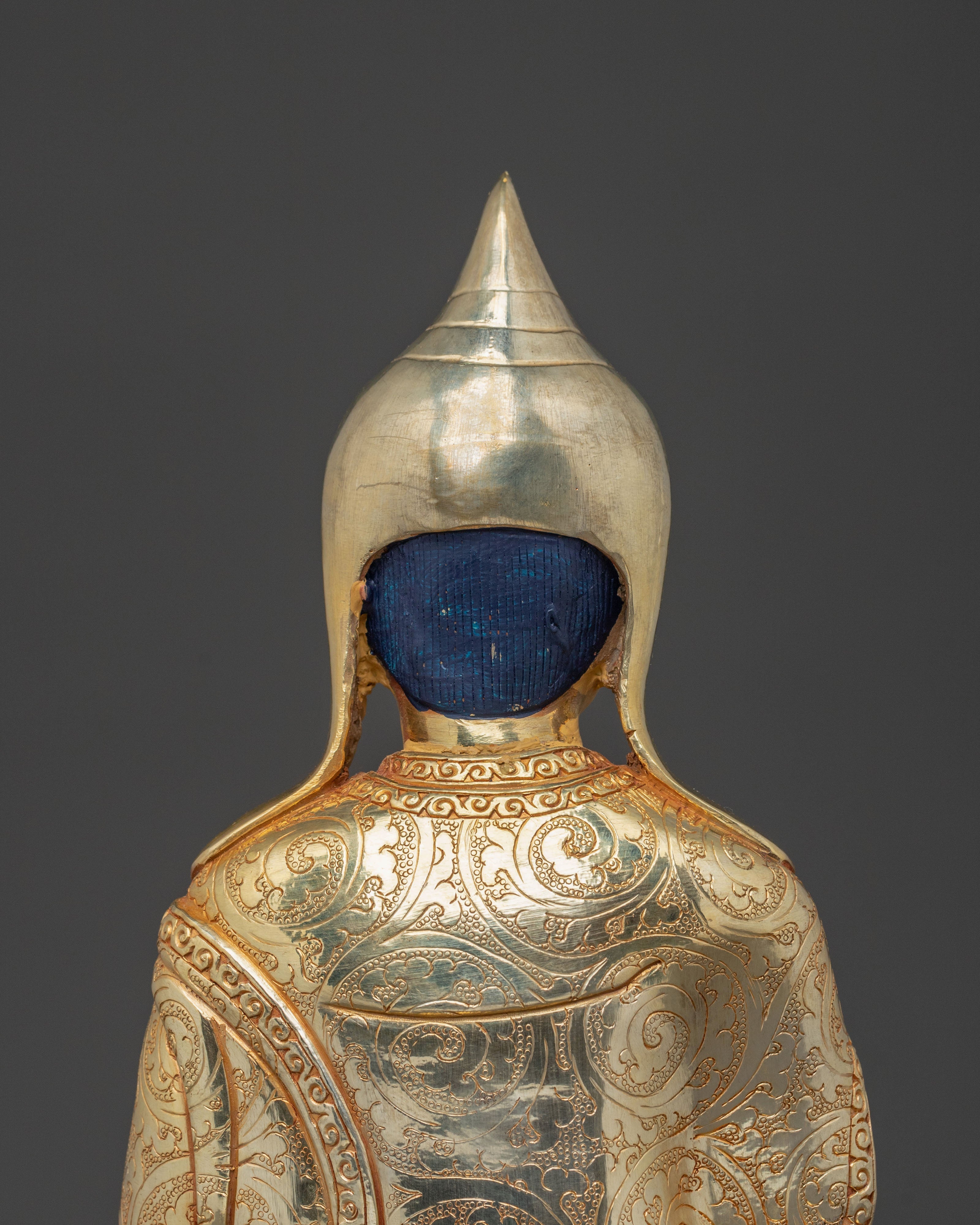 Buddhist Scholar Santaraksita Statue | Gold Plated Buddhist Scholar Altar Decor