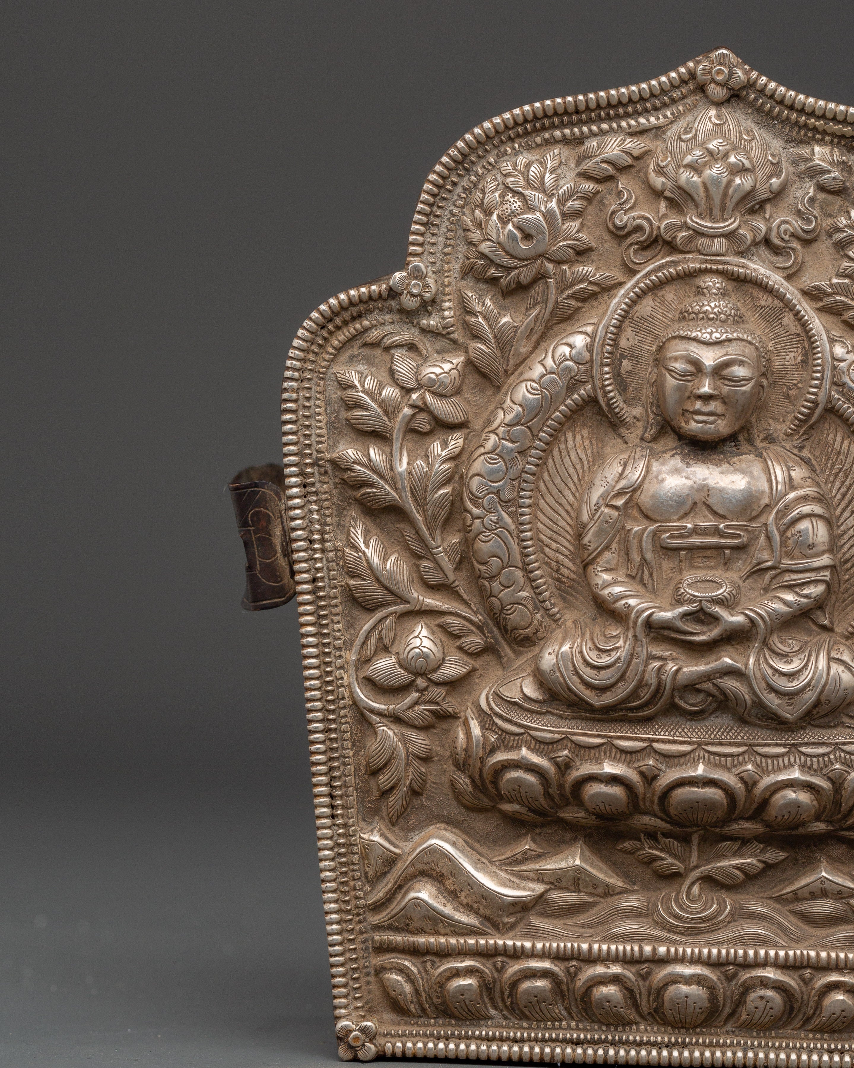 Sacred Tibetan Silver Ghau Box | Handcrafted Buddha Amulet