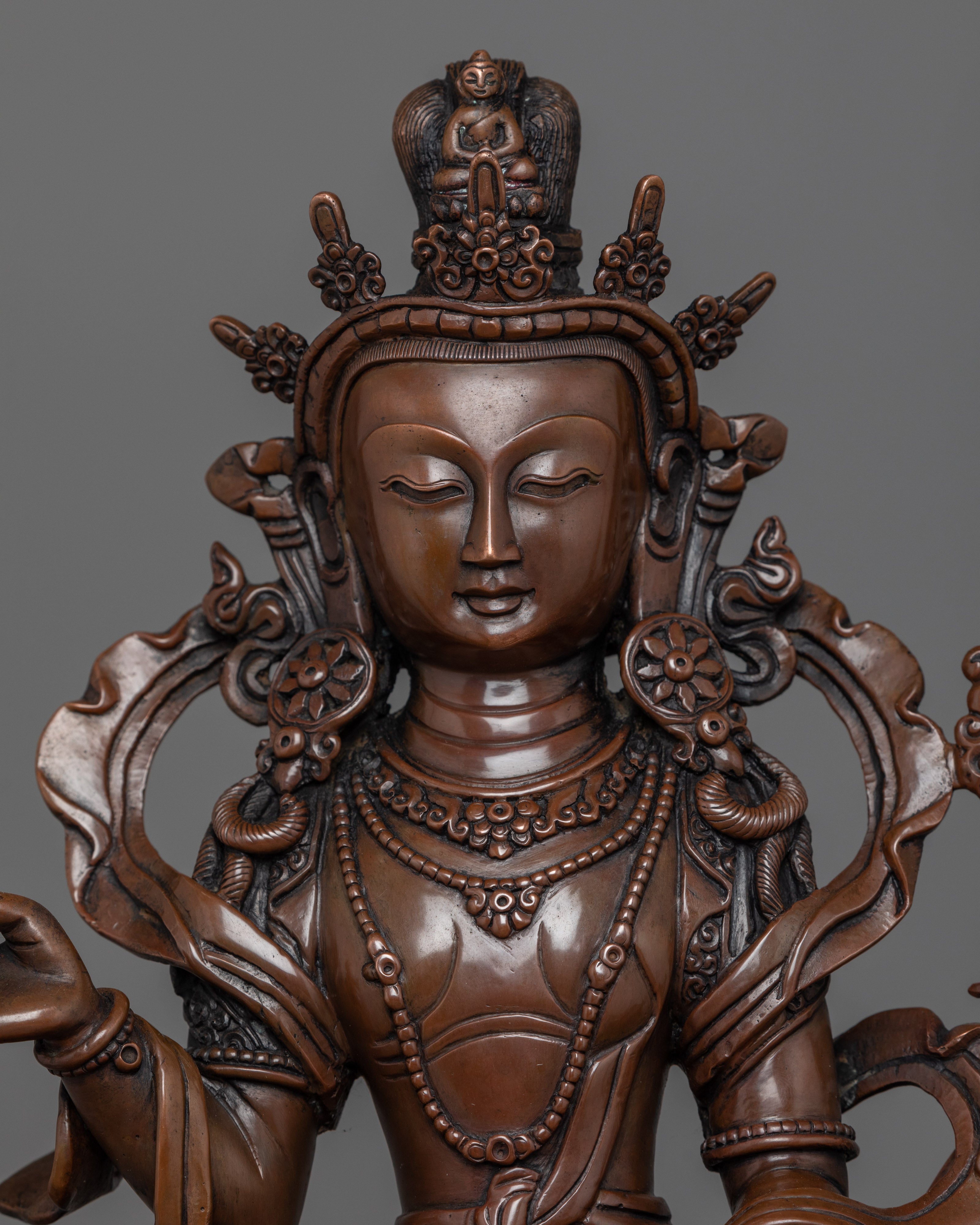 Buddhist line Art Chenrezig Statue | Handmade Fine Artwork of Nepal