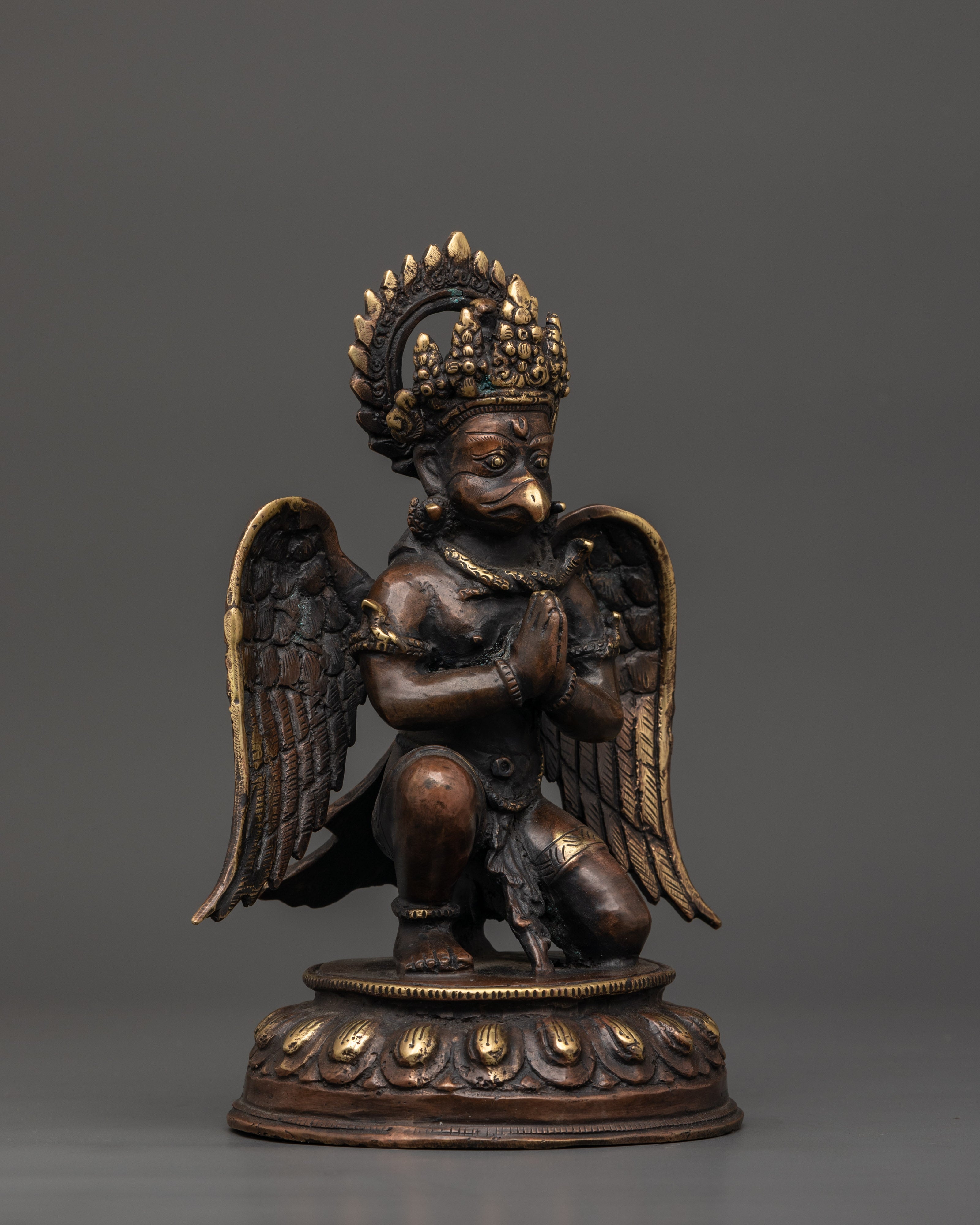 Oxidized Copper Garuda Bird Deity Statue