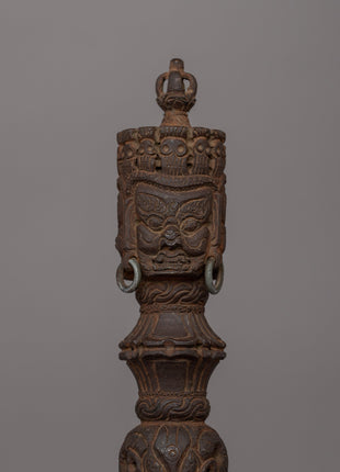 Handcrafted Iron Buddhist Phurba With Stand | A sacred Vajrakila for Spiritual Practices