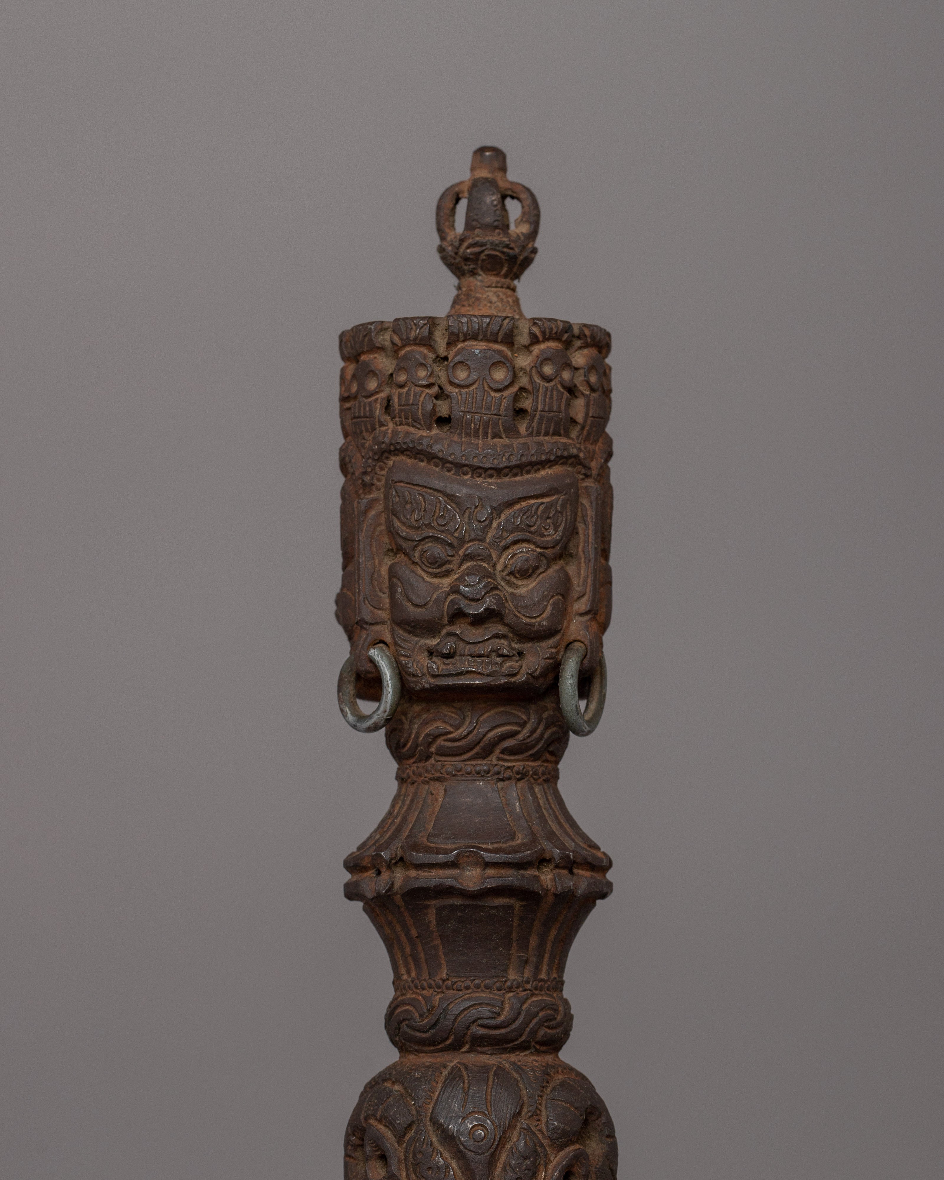 Handcrafted Iron Buddhist Phurba With Stand | A sacred Vajrakila for Spiritual Practices