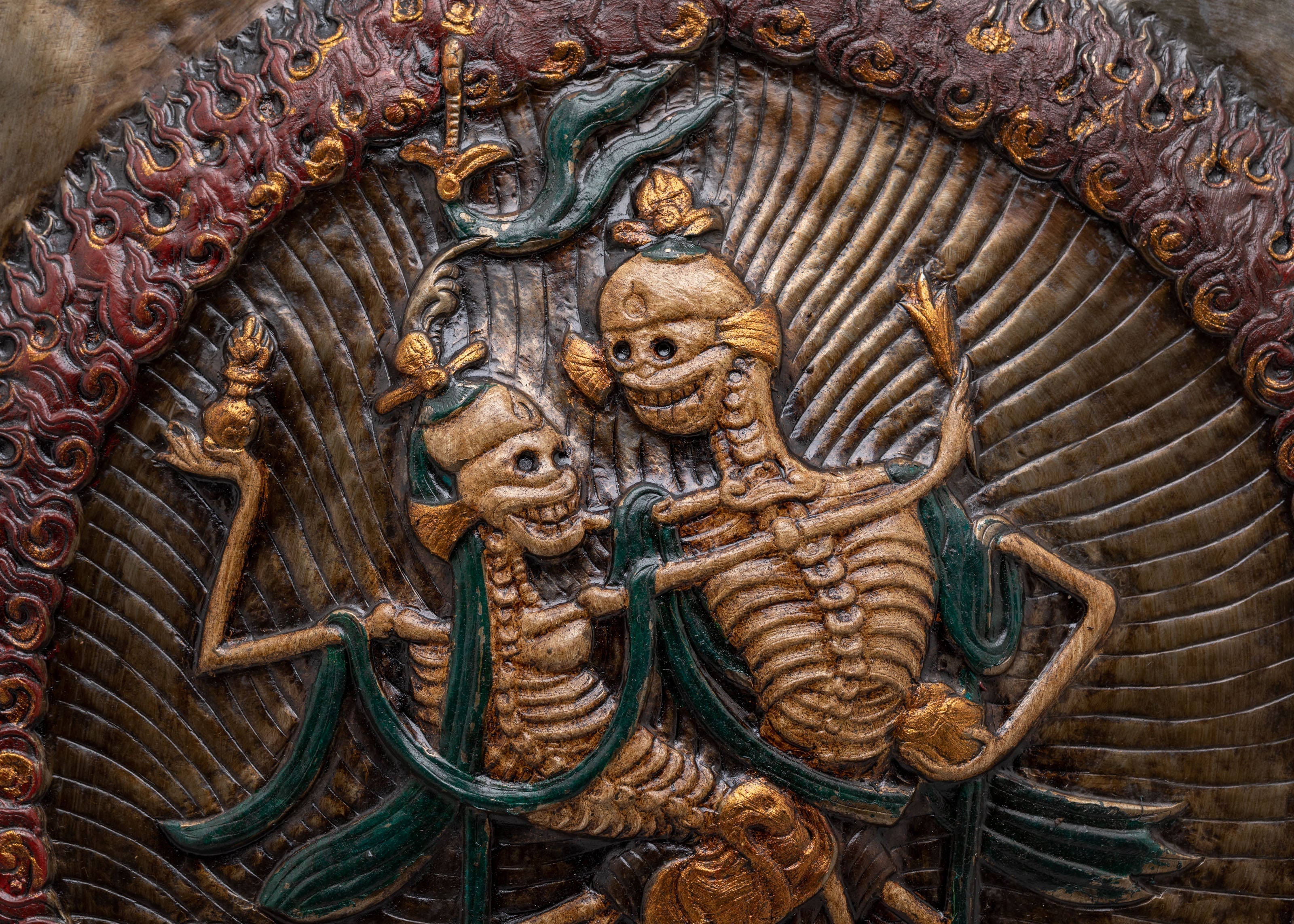 Handmade Buddhist Chittipati Wall Hanging | Sacred Skeleton Dance Artwork