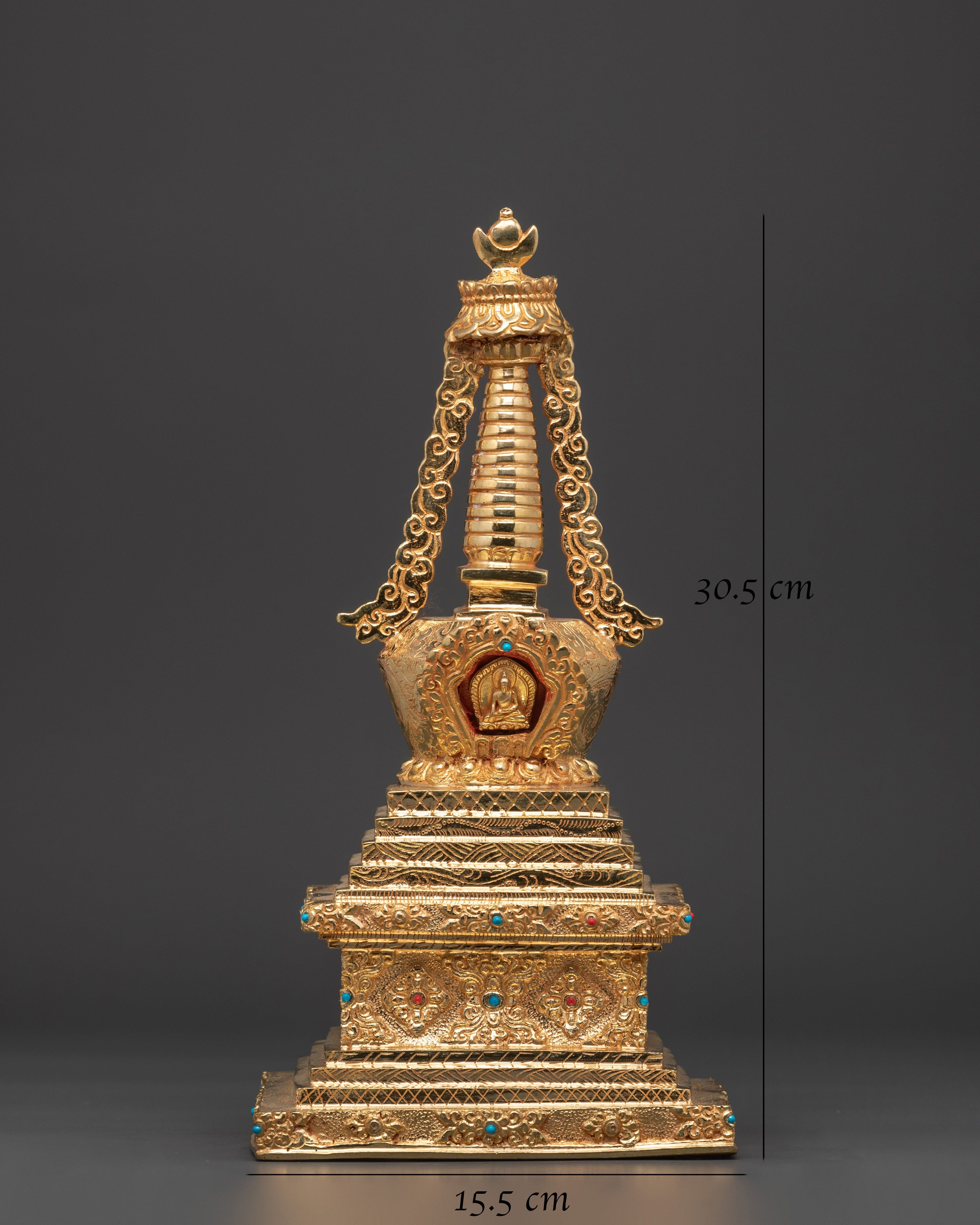 Handcrafted Spiritual Buddha Stupa | Copper Body with Gold Plating