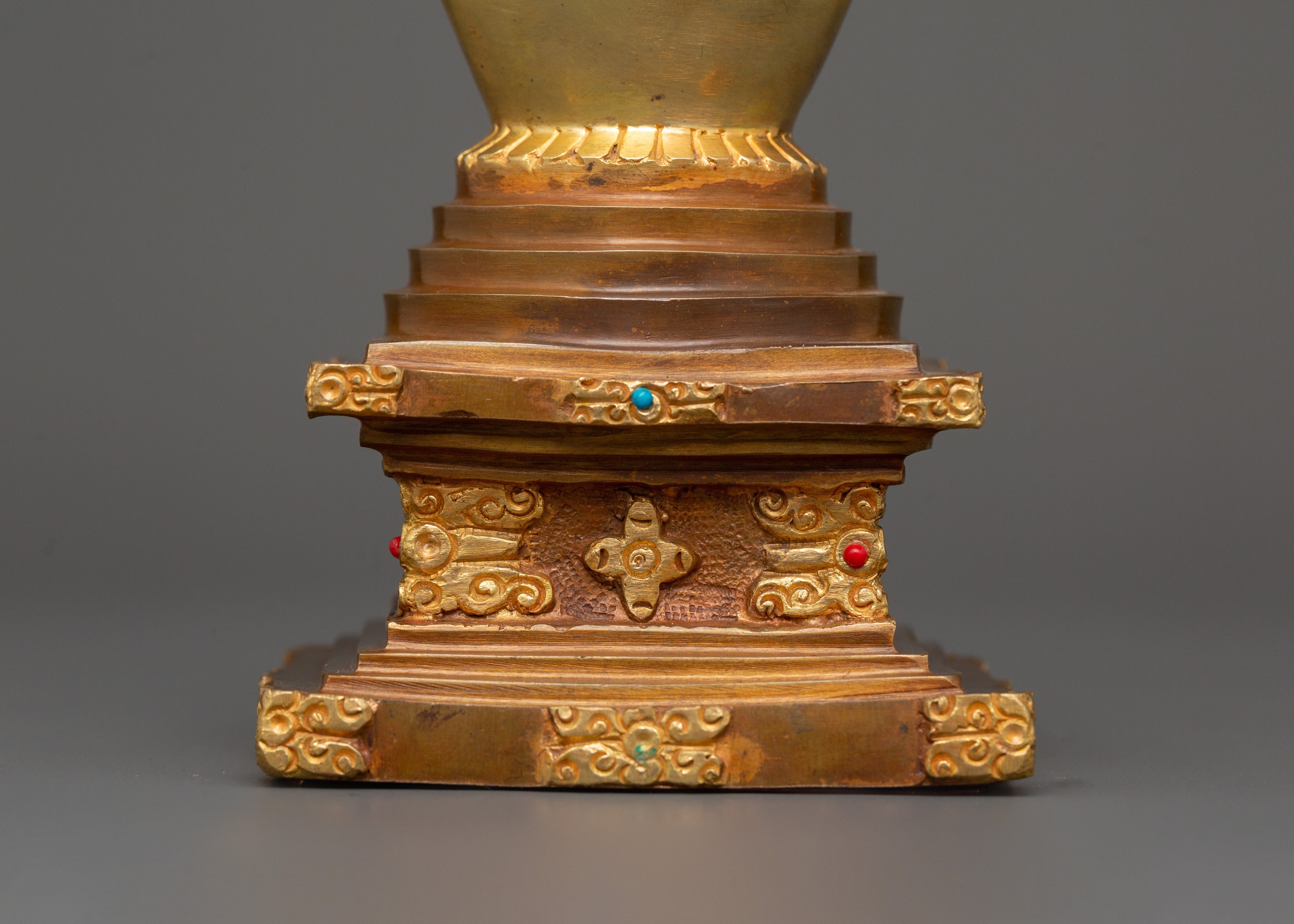 Sacred Tibetan Stupa Statue | Tibetan Buddhist Shrine Artifact