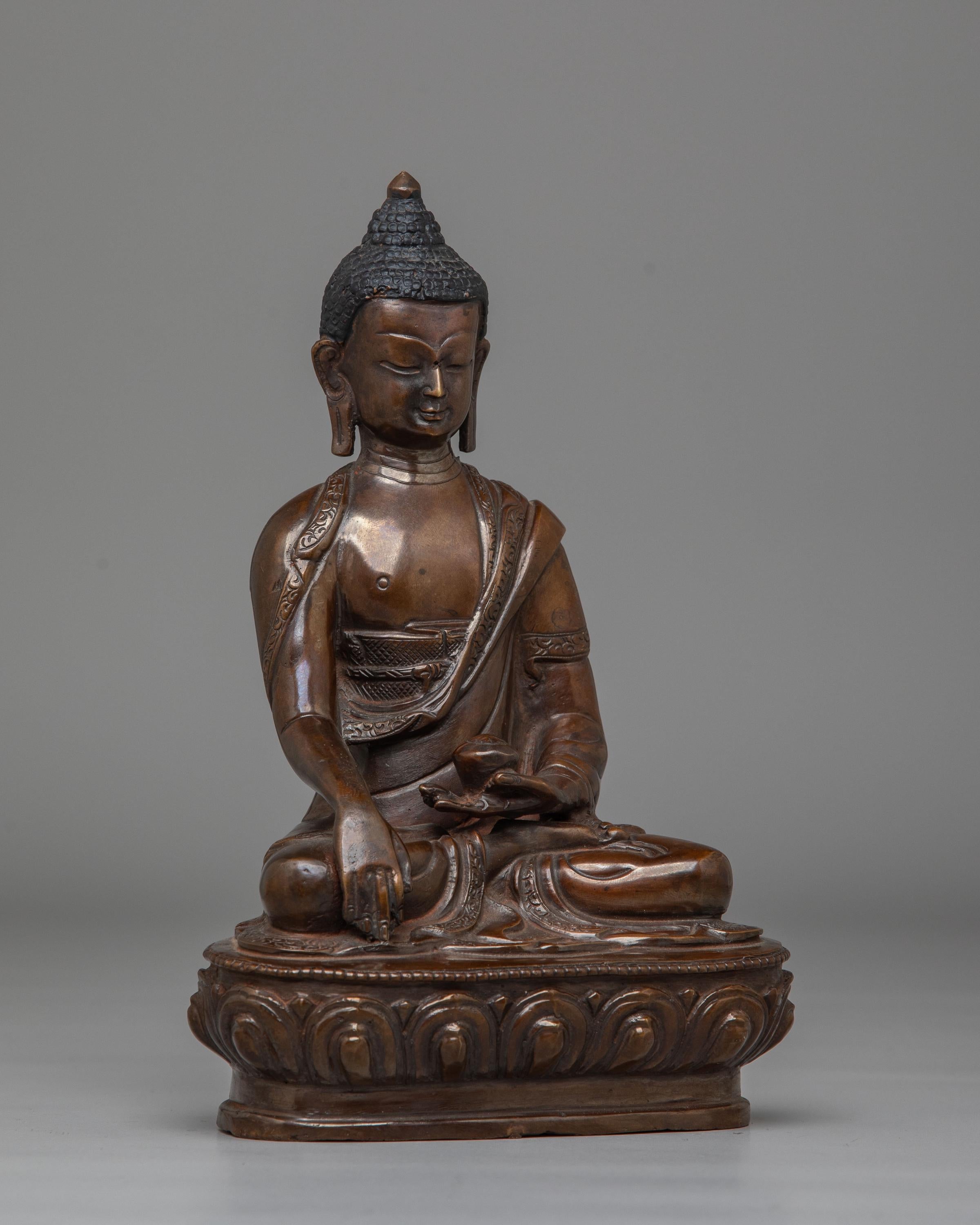 Handcrafted Oxidized Statue of Shakyamuni Buddha | Peaceful Buddha Figurine