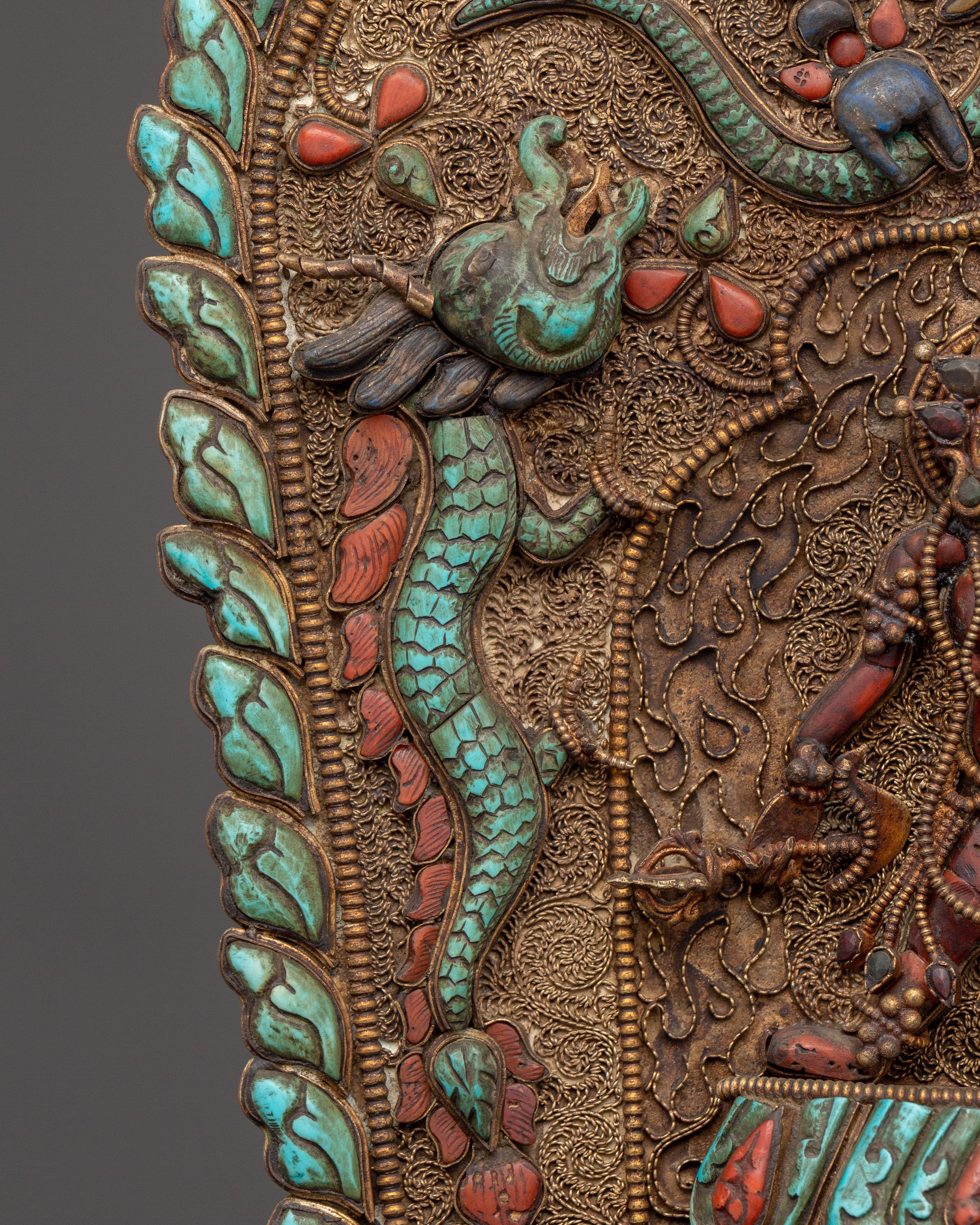 Vajrayogini Engraved Tibetan Throne | Handcrafted Buddhist Shrine Base