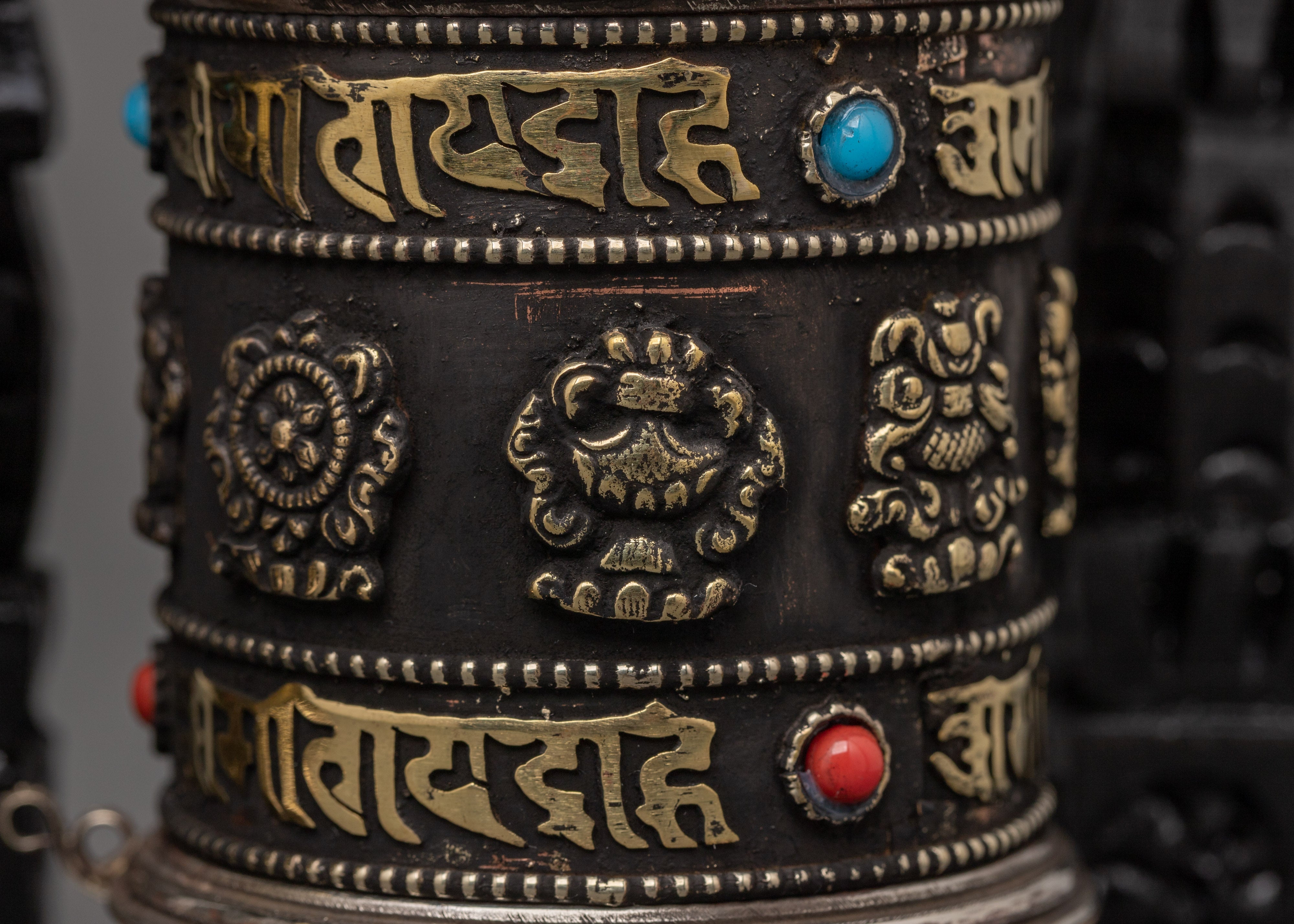 Set of 3 Tibetan Prayer Wheels | Handcrafted Buddhist Spinners