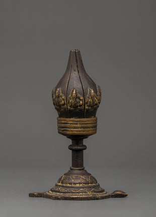 Sacred Tibetan Lotus Lamp for Altar and Ritual Use | Antique Brass Decor
