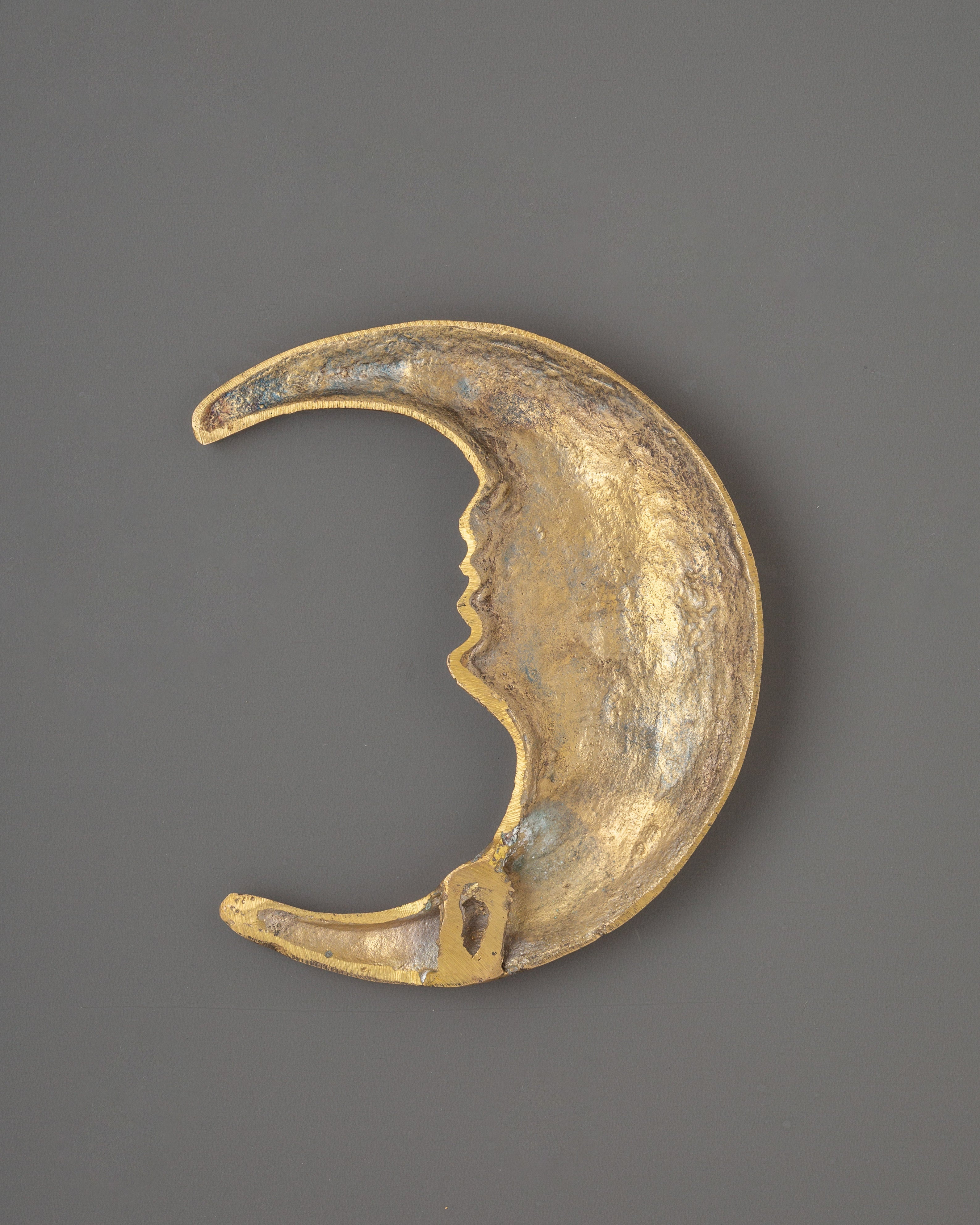 Brass Crescent Moon Wall Hanging | Decor for Spiritual and Home Harmony