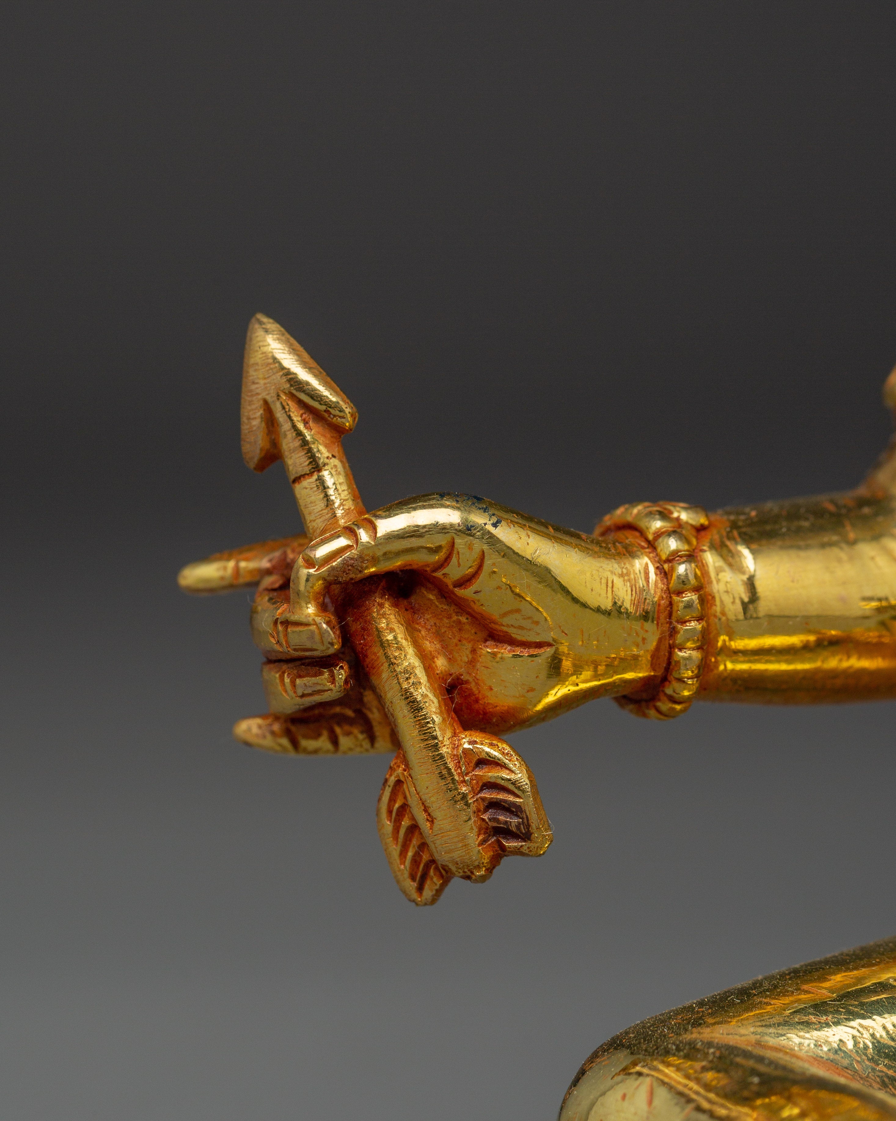 Varaha with Consort Statue | Handcrafted Gold Gilded Copper Vishnu Avatar