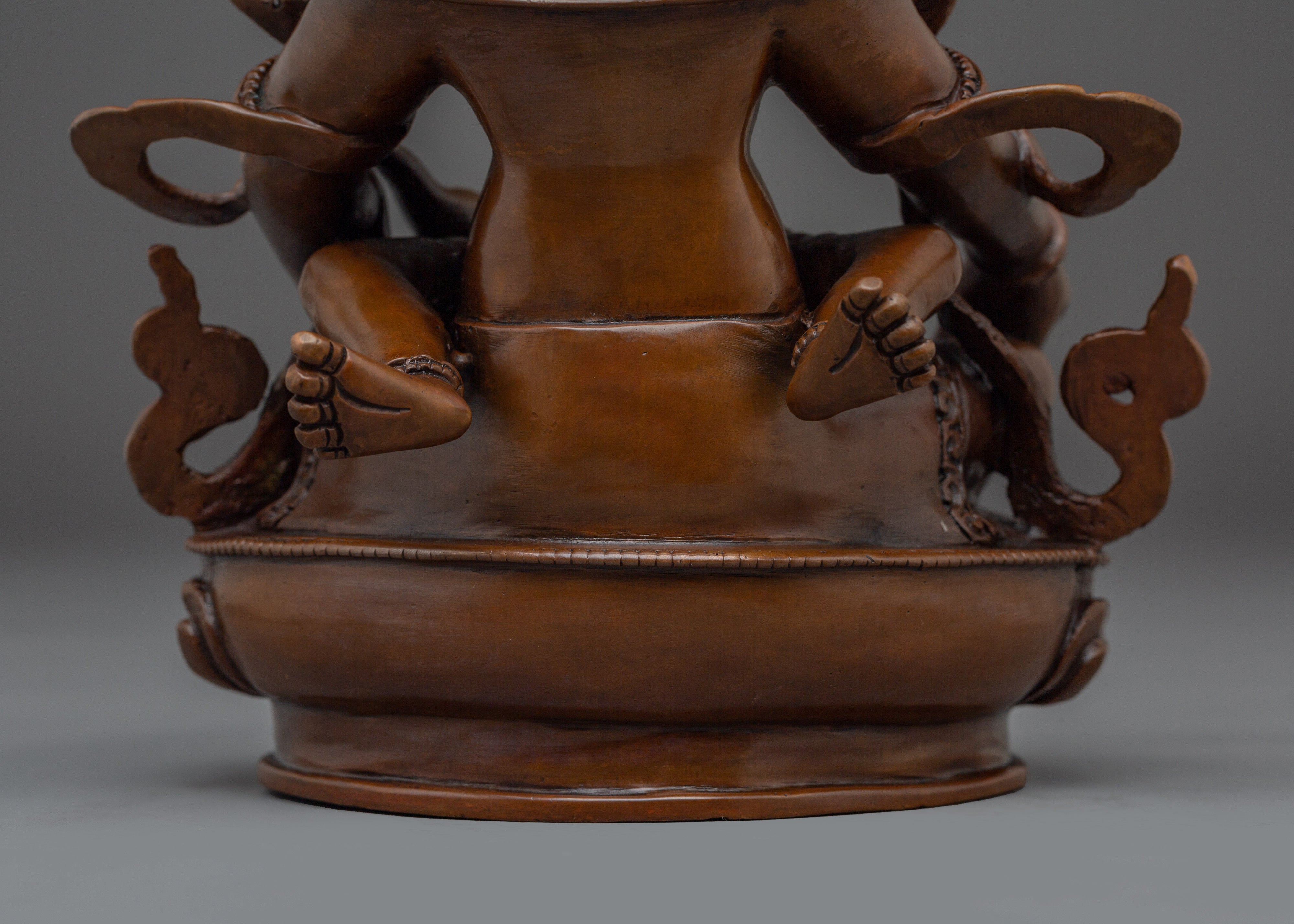 Green Dzambhala with Consort Oxidized Statue | Symbol of Wealth