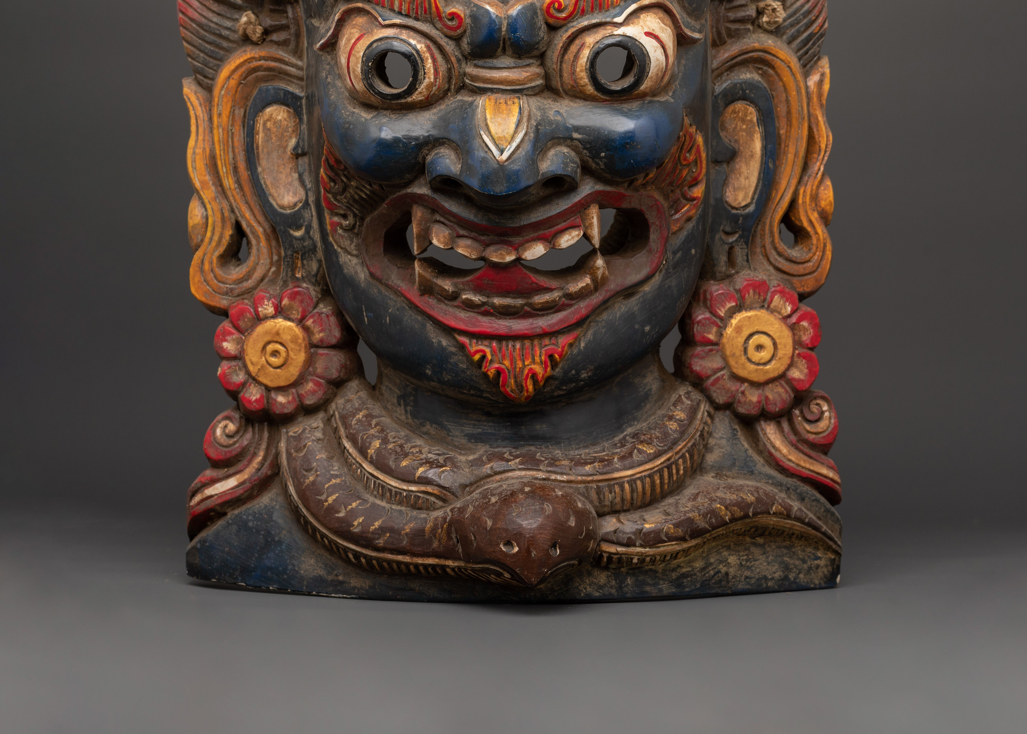 Handcrafted Bhairav Tantric Protection Mask | Fierce Guardian Deity Mask Sacred Art