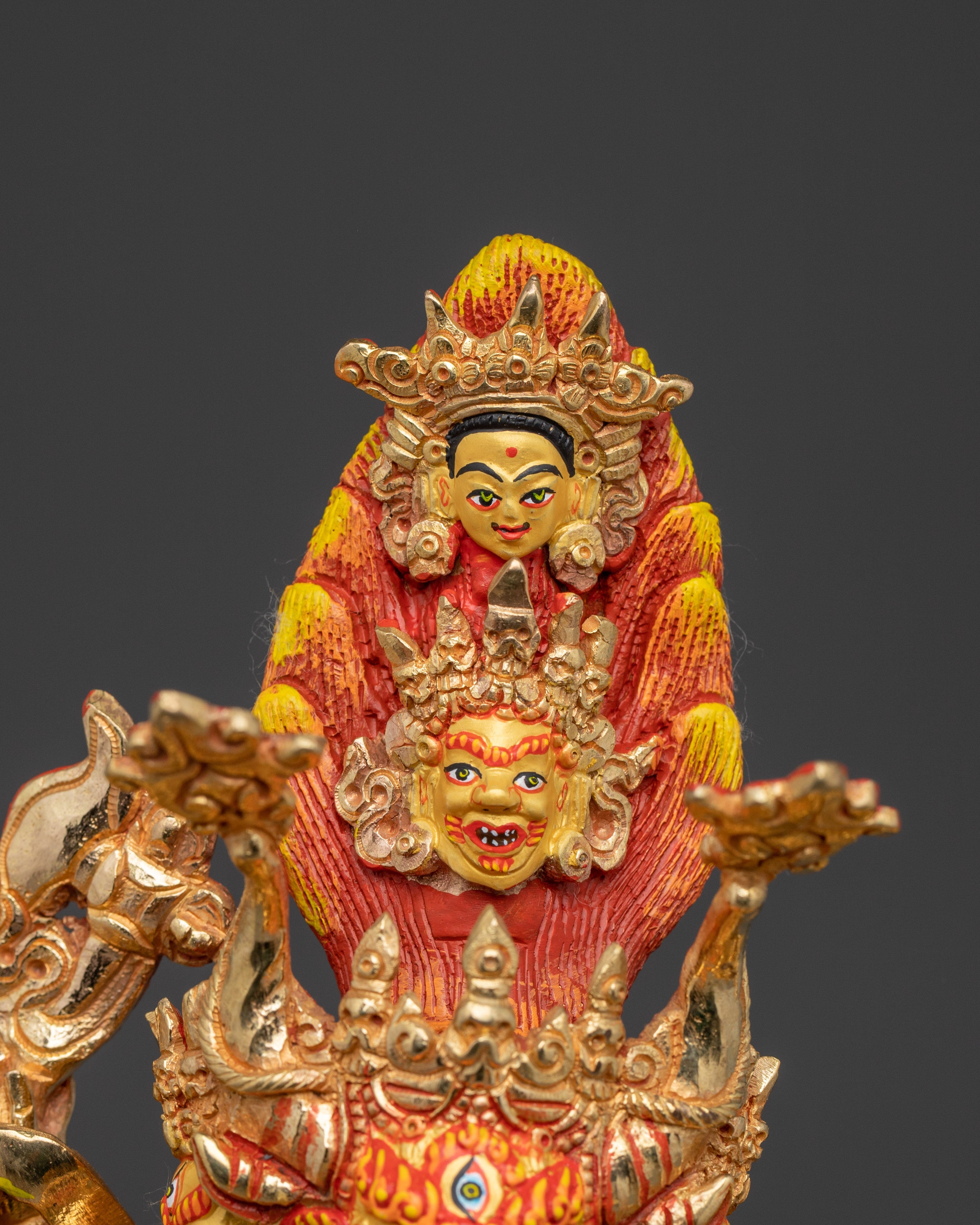 Yamantaka statue in 24K Gold Gilded | Tibetan Protector Deity Sculpture