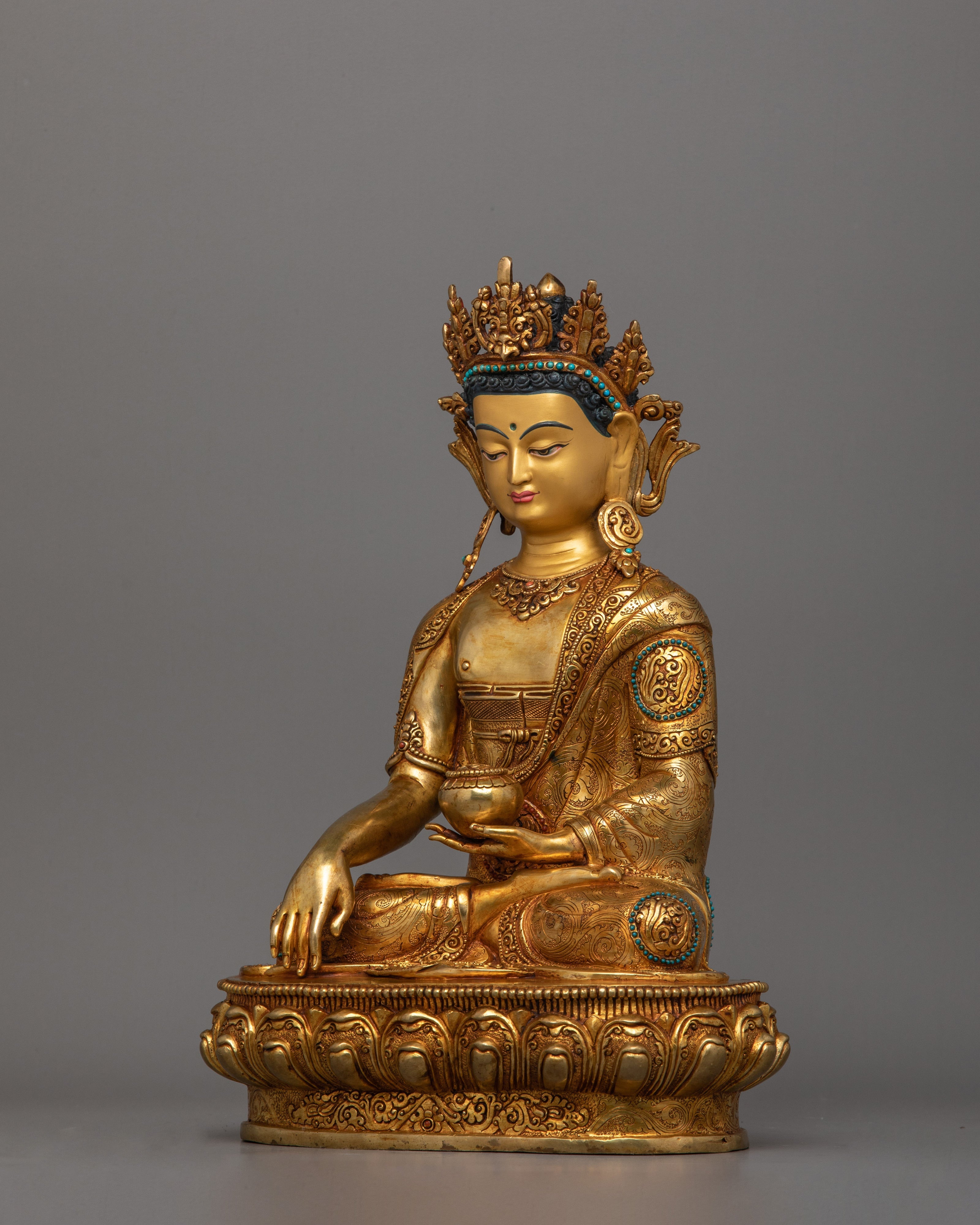 Crown Enlightened Namo Shakyamuni Buddha Statue | Fine Himalayan Asian Artwork